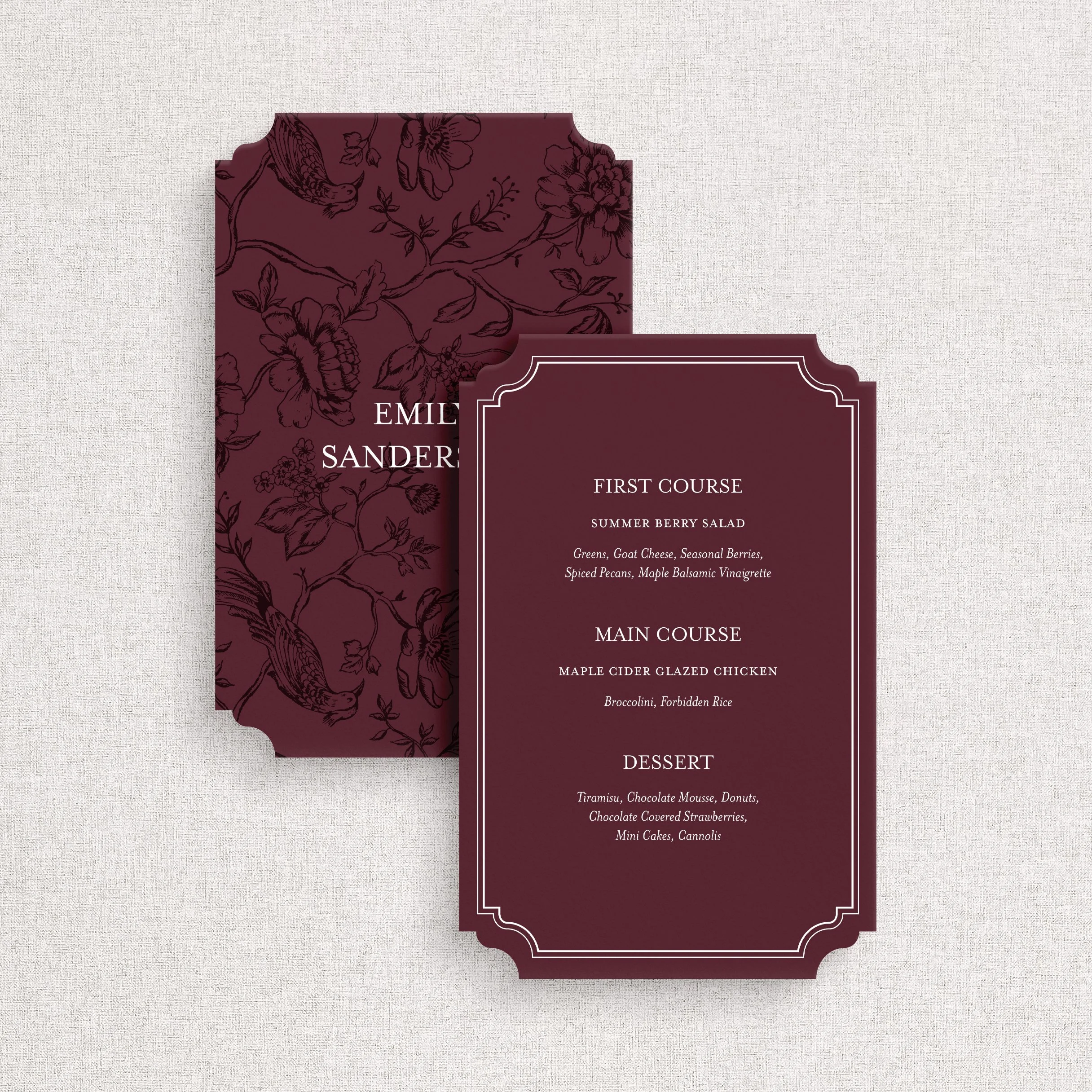 Gracie Menus - With Guest Names