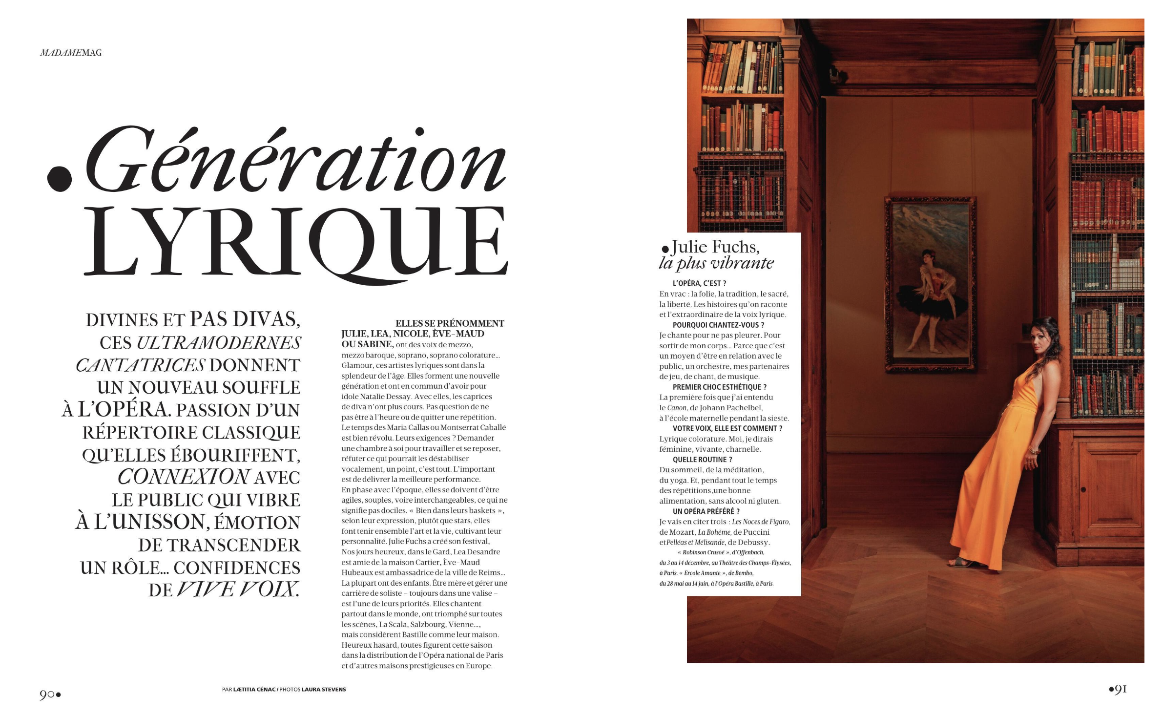 “divines et pas divas” Julie Fuchs dans madame figaro