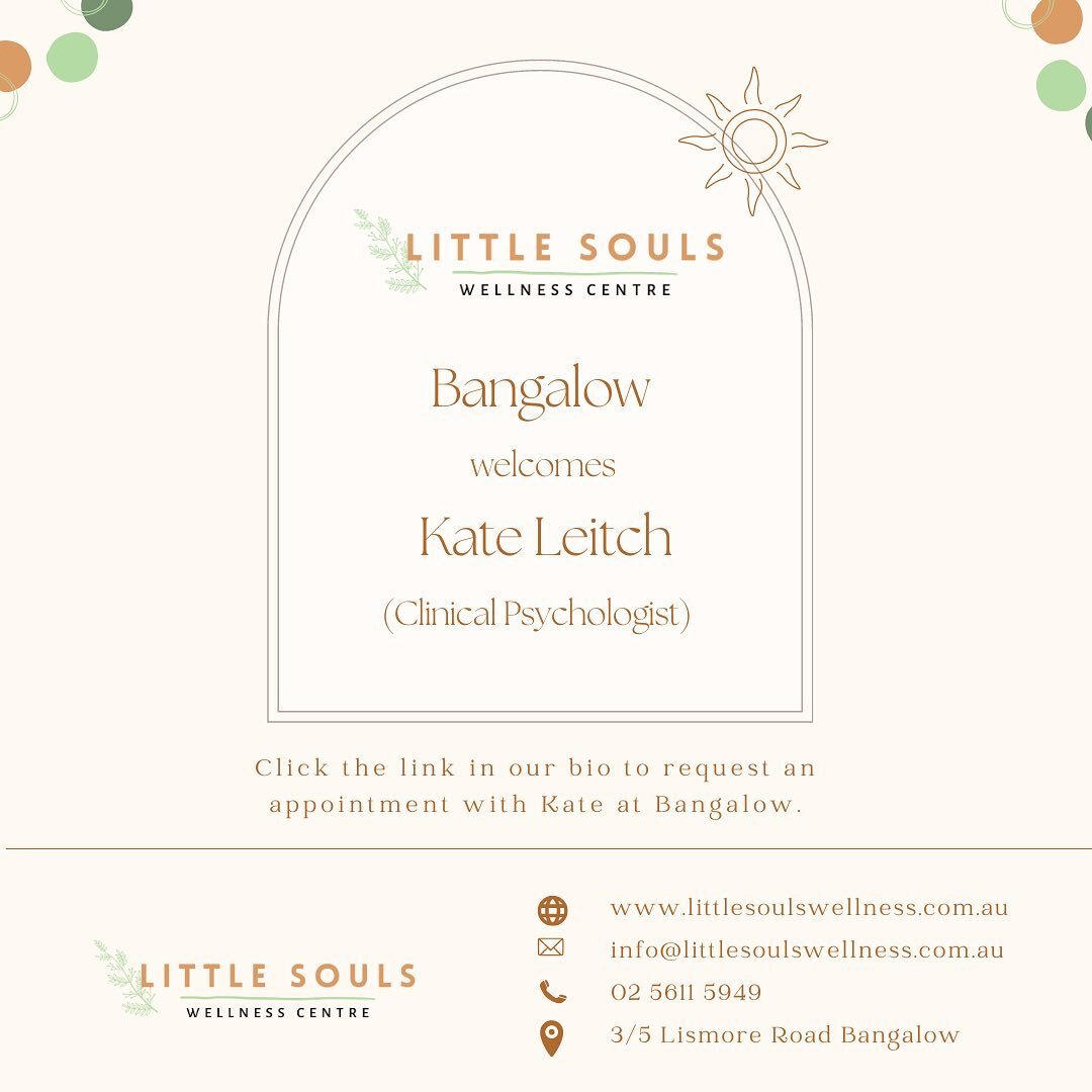 🪴Little Souls welcomes Kate to our team of psychologists. Kate joins Mikaela and Issy at our Bangalow practice. 🪴

Kate is available for bookings on Mondays, Tuesdays and Fridays. 

Click the link in our bio to request a session with Kate, and find