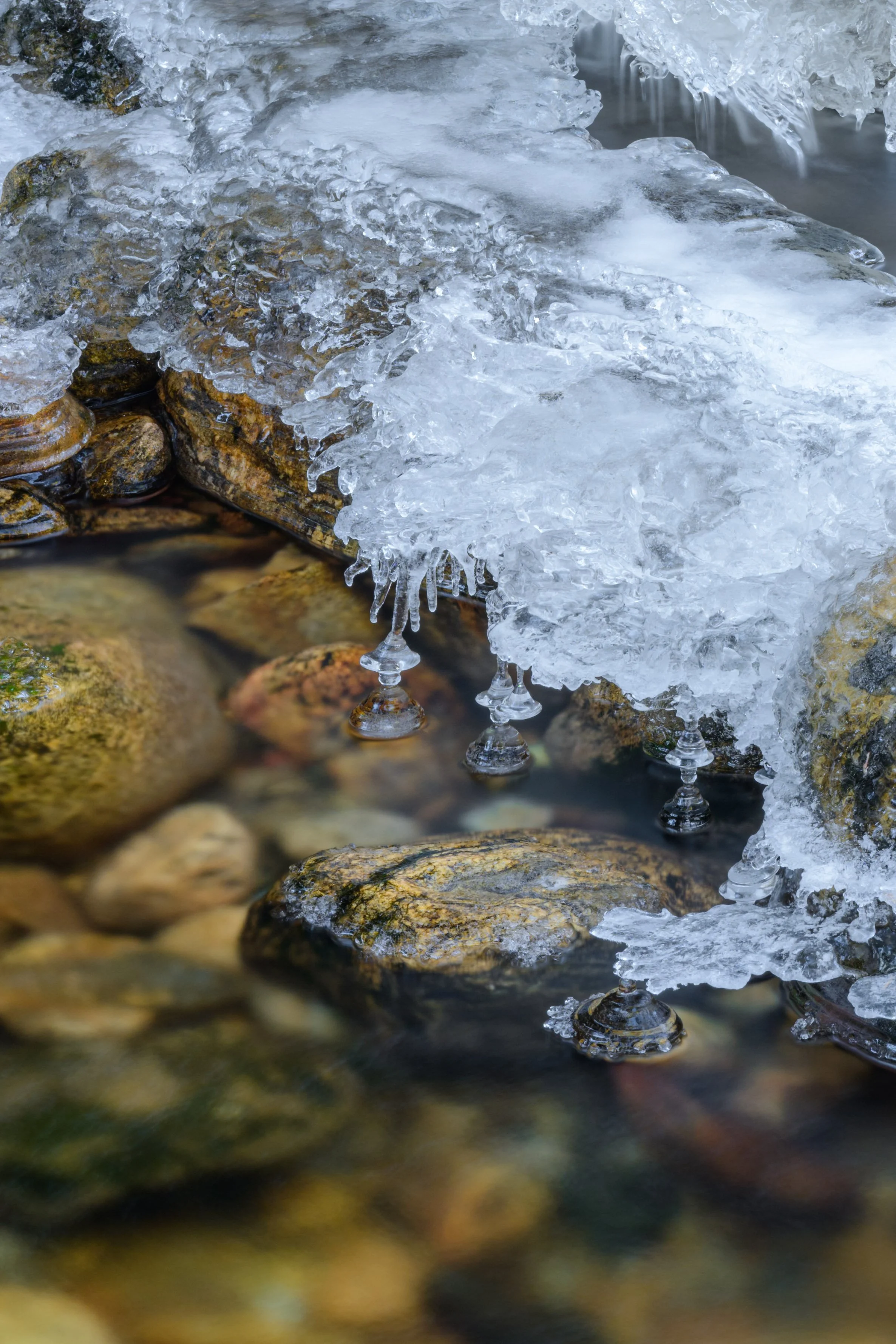 Ice Bells surrounded by yellow and orange rocks