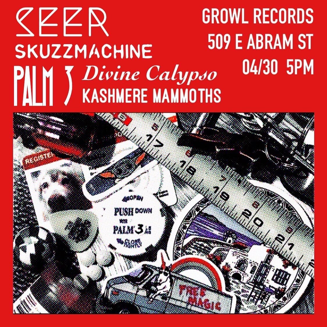 @growlrecords AT THE END OF THE MONTH COME SUPPORT THIS EVENT! 
04/30 2023 AT 5PM 509 E ABRAM ST.

ITS GONNA BE HEAVY @seerbandofficial IS HEADLINING 🔥🔥🔥

IF YOU HAVENT ALREADY STREAM THEIR ALBUM RED SORCERESS AVAILABLE ON ALL STREAMING PLATFORMS!