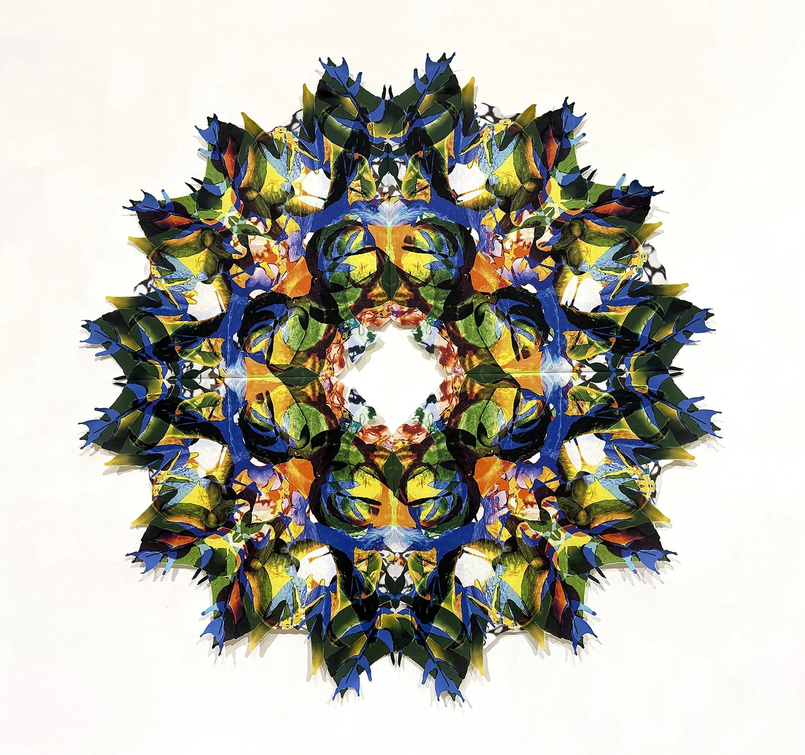 Dreamcatcher
Blind contour drawing and screenprint (photographed); digitally manipulated and mirrored; archival pigment print on mulberry paper; machine-sewn
2026