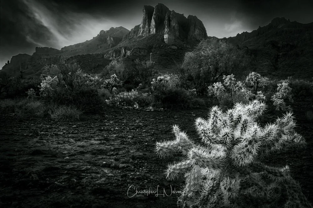 Three Sisters Sunset, Arizona (B&W)