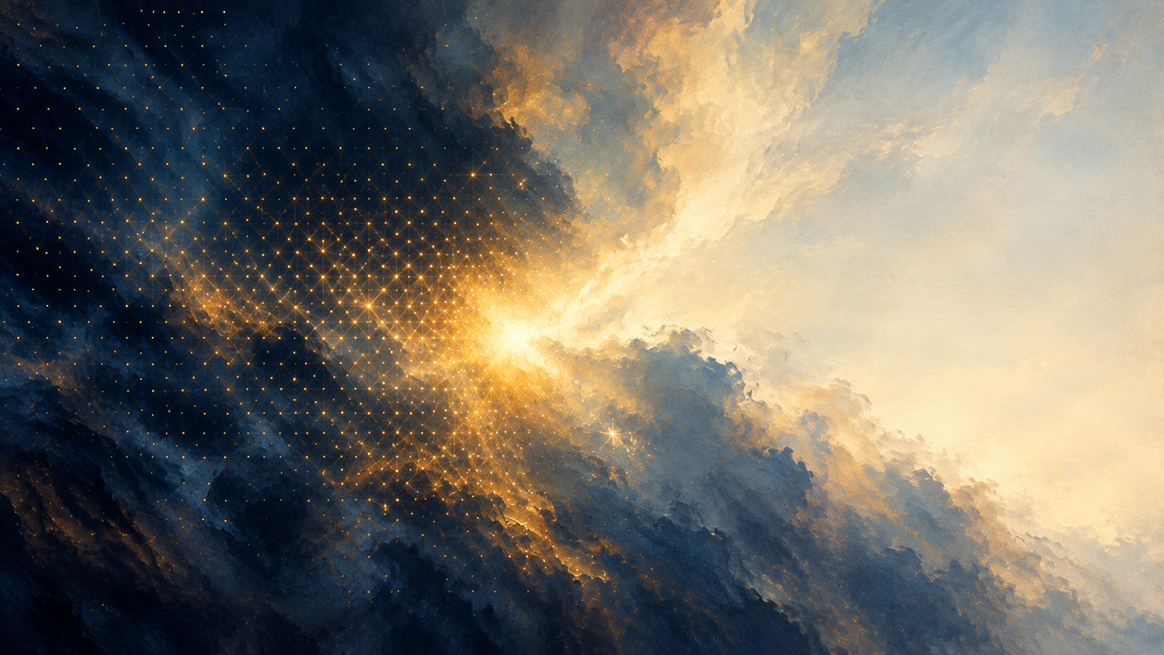 a painting-like image of clouds with a polygon line overlay