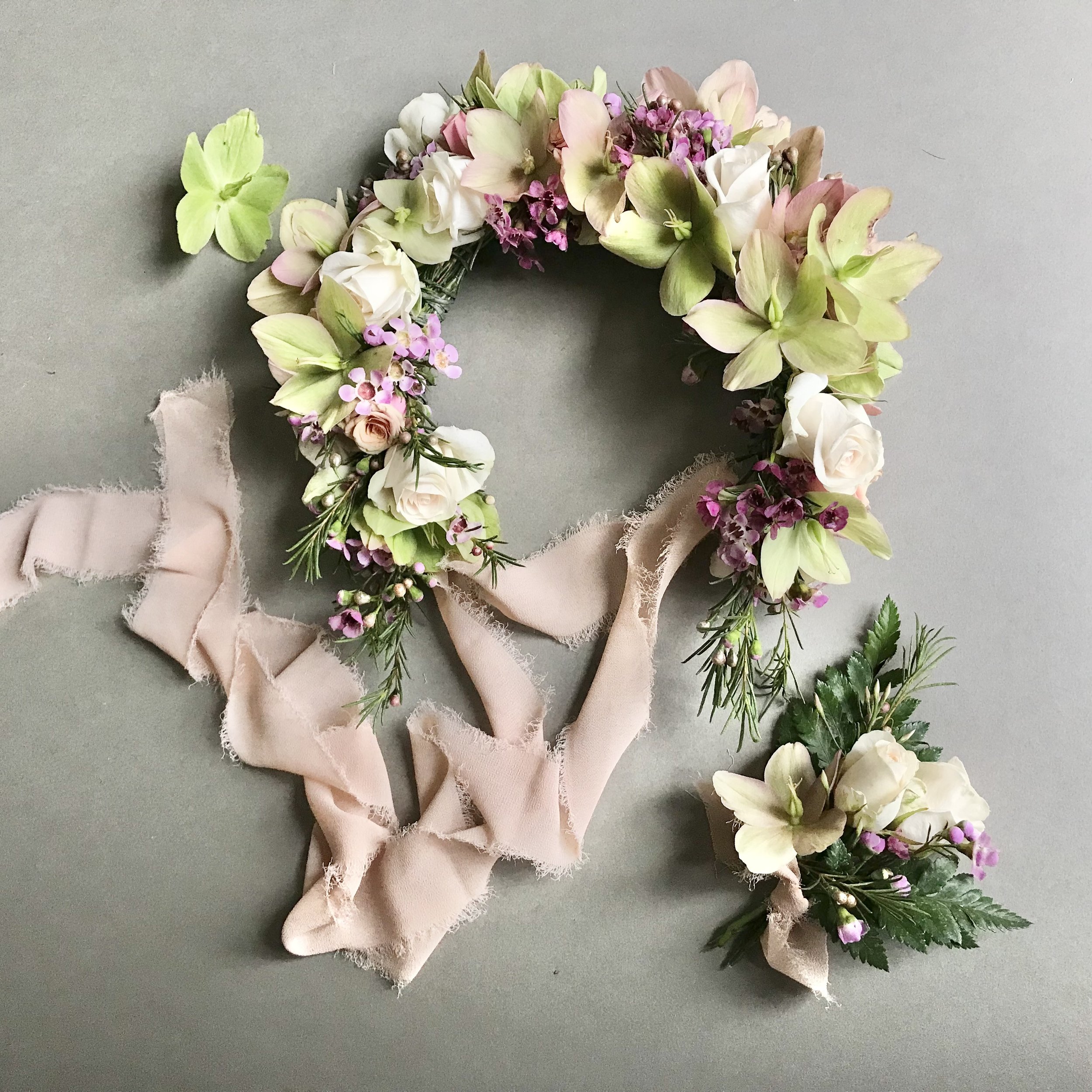 Flower crown and buttonhole 