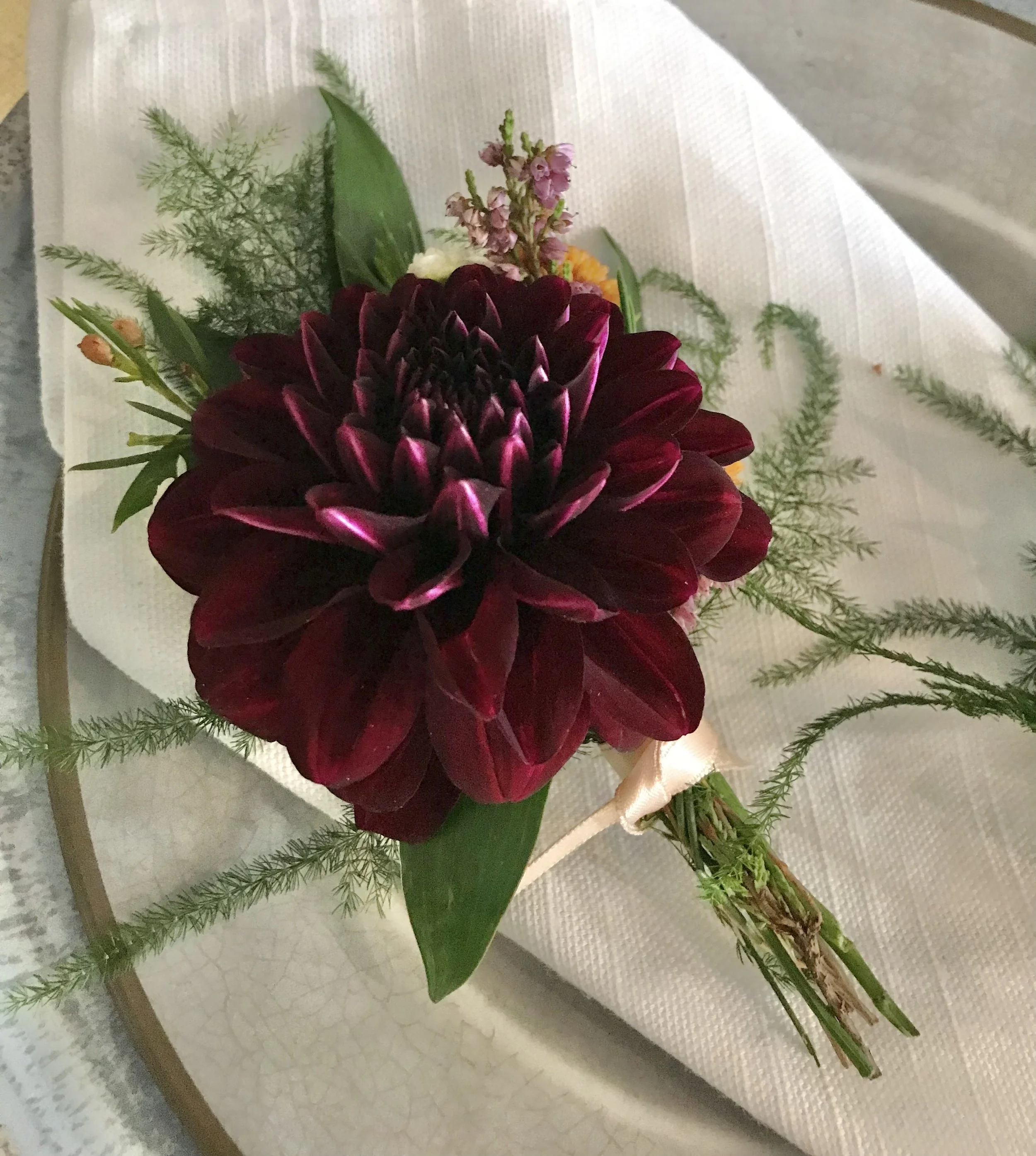 Dahlia buttonhole 