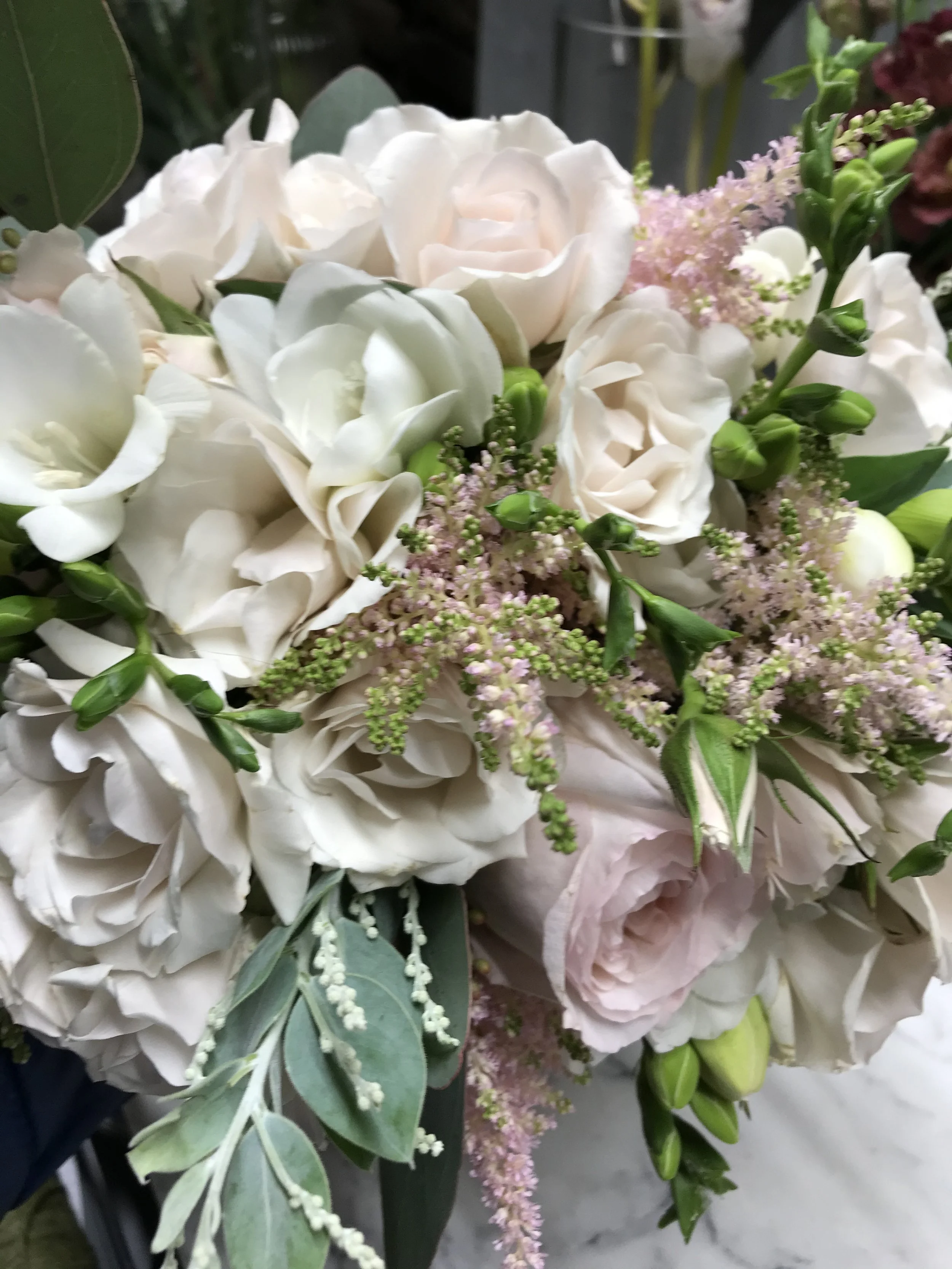 Blush and cream roses, bridal bouquet