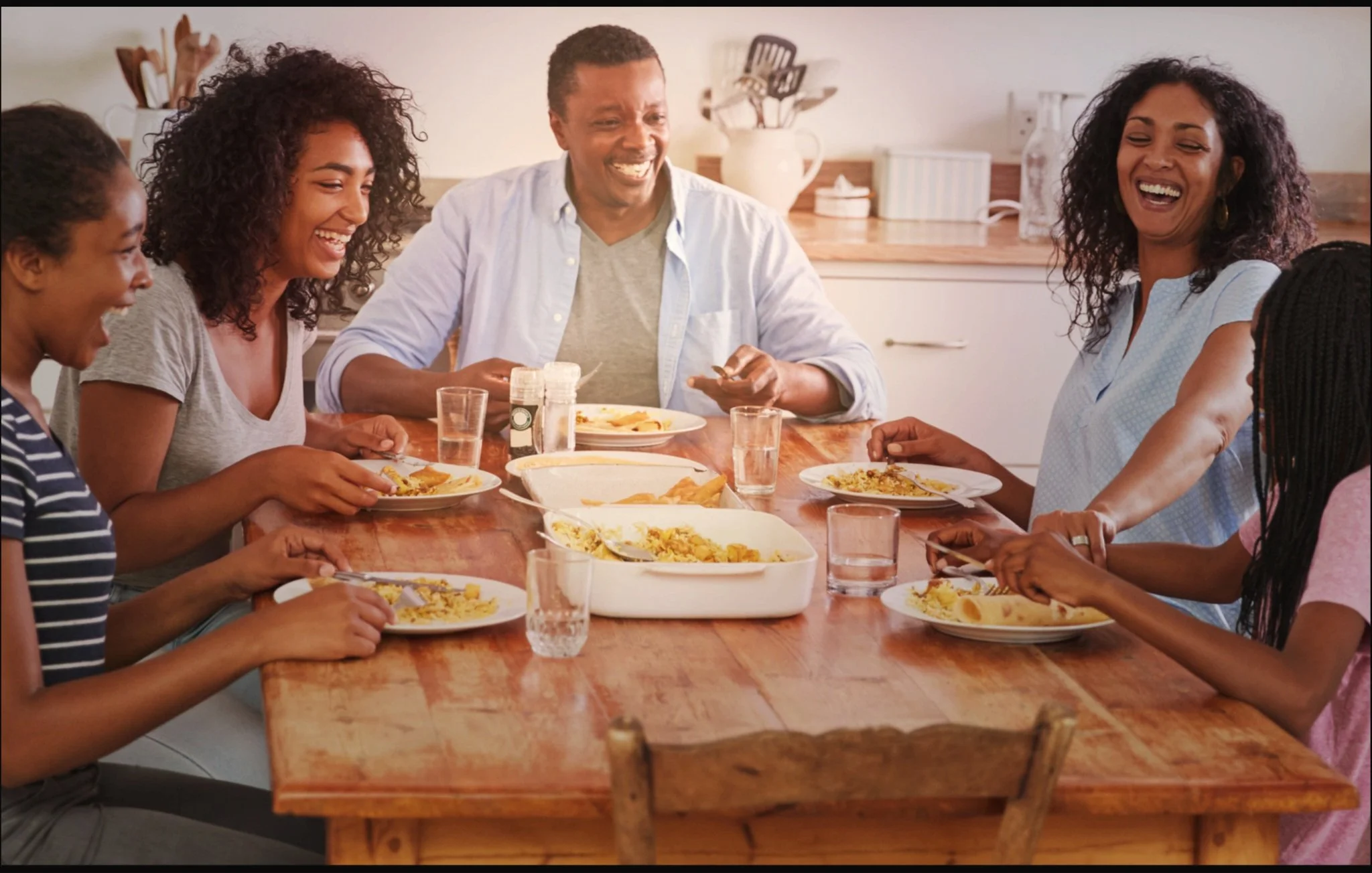 Family enjoying dinner