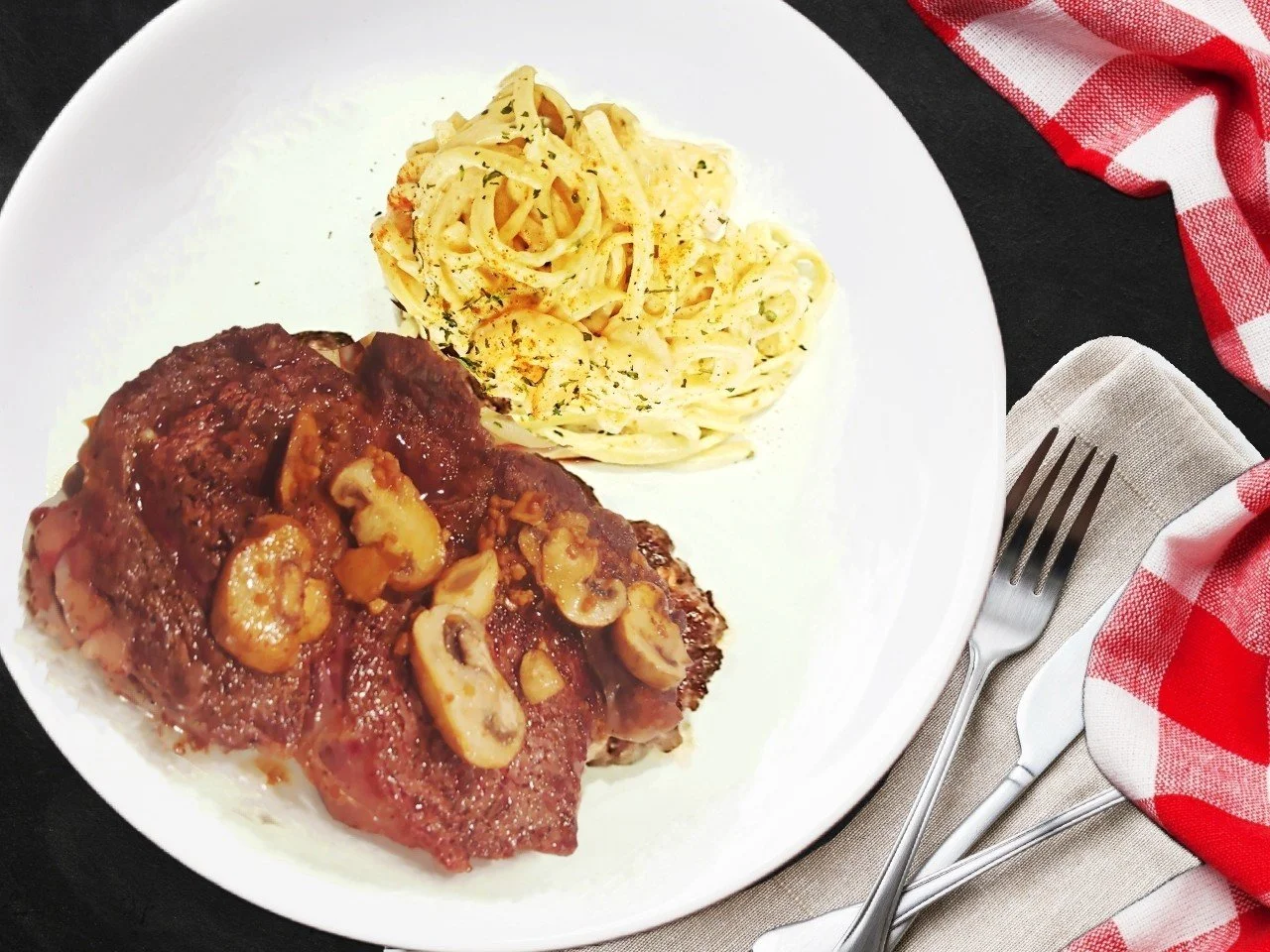Grilled Steak and Alfredo