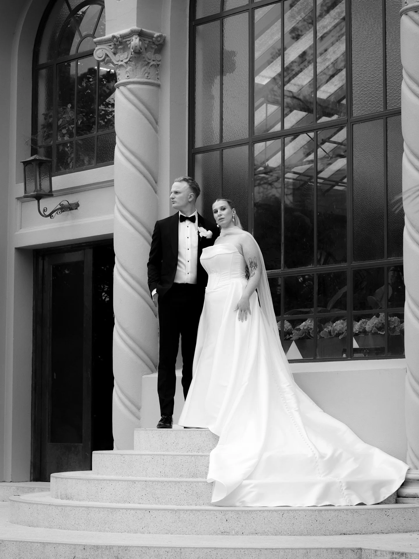 Rosie &amp; Nick. 🥂
.
.
.
Venue: Fitzroy Gardens, Melbourne 
Ceremony Setup: @weddinghiremelbourne 
Reception: @_thecommonscollective_ 
Celebrant &amp; MC: @aaronpalmer_celebrant 
Suits: @vandj_menswear 
Dress: @truesociety_melbourne 
Dress Tailor: 