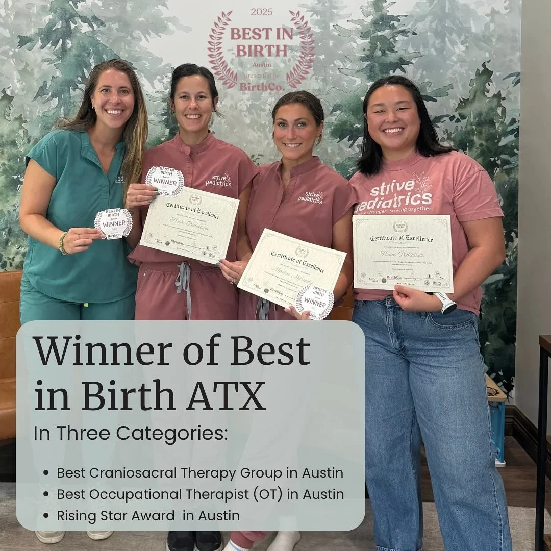 We are honored to share that Strive Pediatrics was named Best in Birth ATX in not one, but three categories:

👶🏻 Best Craniosacral Therapy Group
👶🏽 Best Occupational Therapist (OT)
👶🏼 Rising Star Award

This recognition means so much to us&mdas