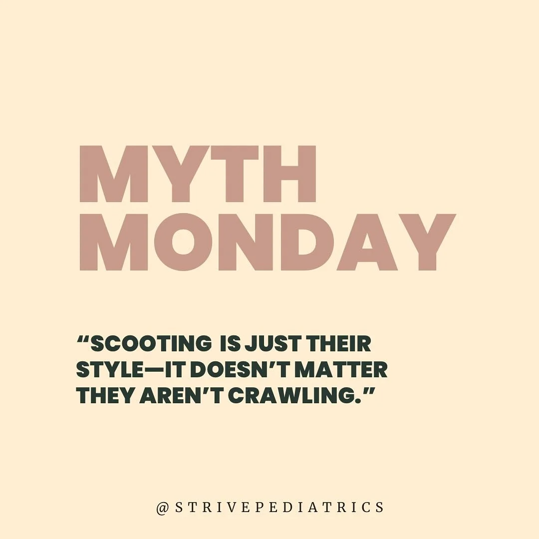 Myth: &ldquo;Scooting is just their style&mdash;it doesn&rsquo;t matter.&rdquo;
Truth: While every baby is unique, skipping traditional crawling can affect future motor development. 

Crawling on hands and knees builds:
✨ Core + shoulder strength
✨ C