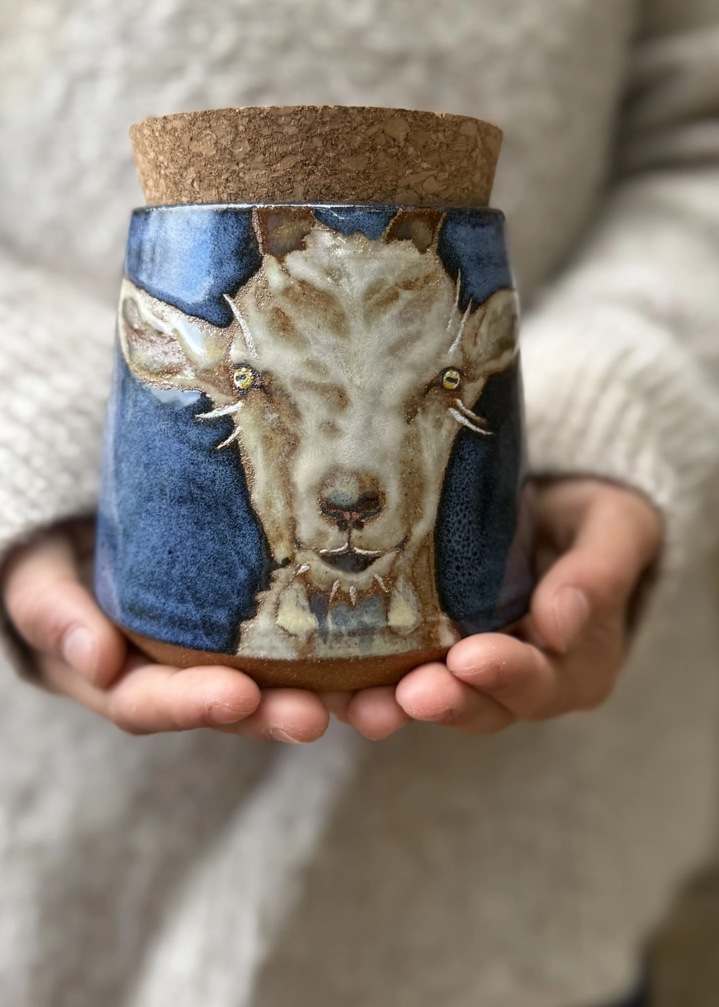 Nigerian goat stoneware jar