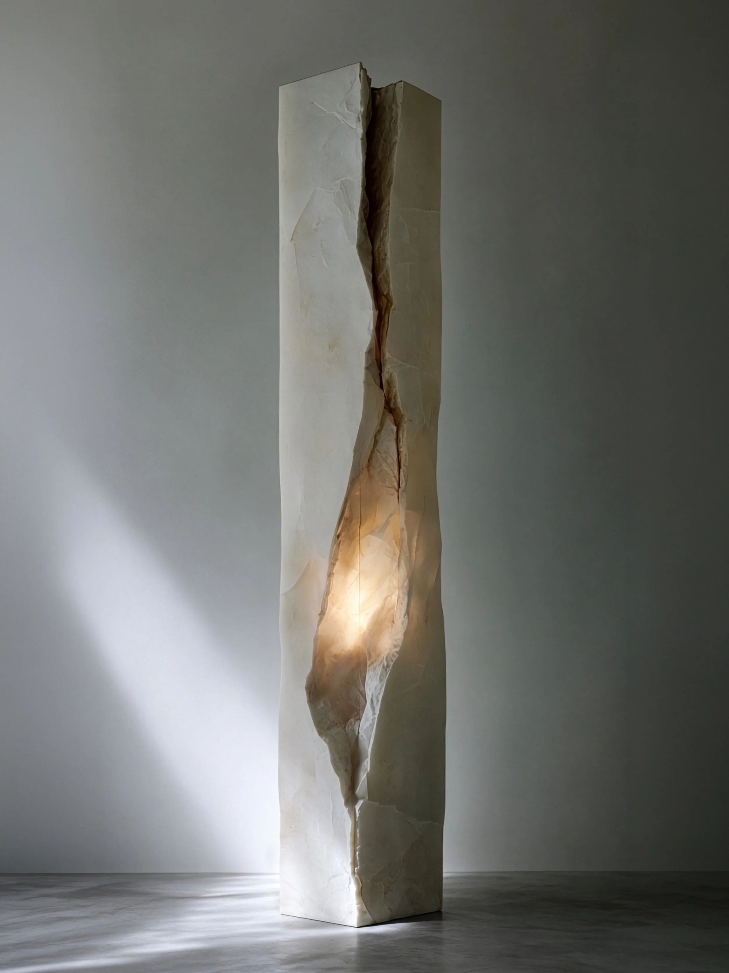 Sculptural object-scale study in mineral tones exploring light, posture and sensory atmosphere.