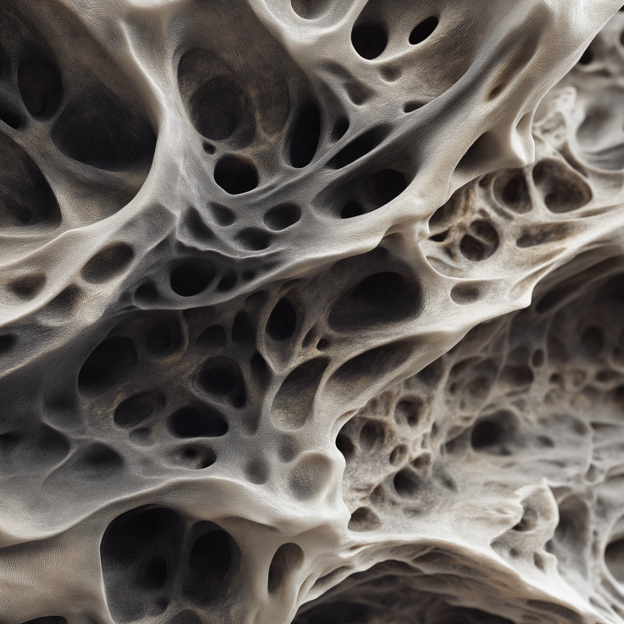 Organic architectural texture resembling bone structure, expressing architecture as a living body.
