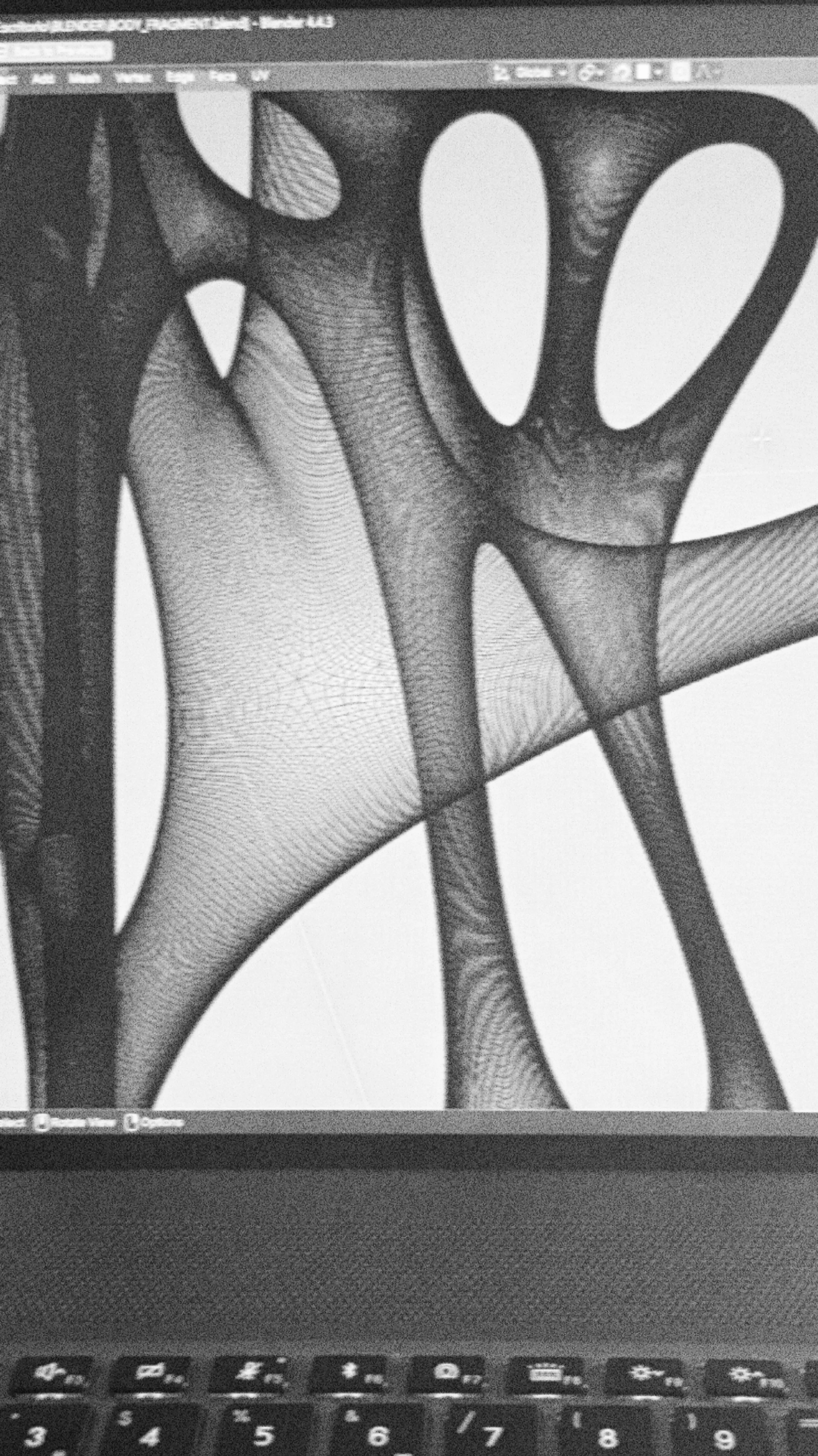Digital body fragment being developed as a three-dimensional sculptural model.