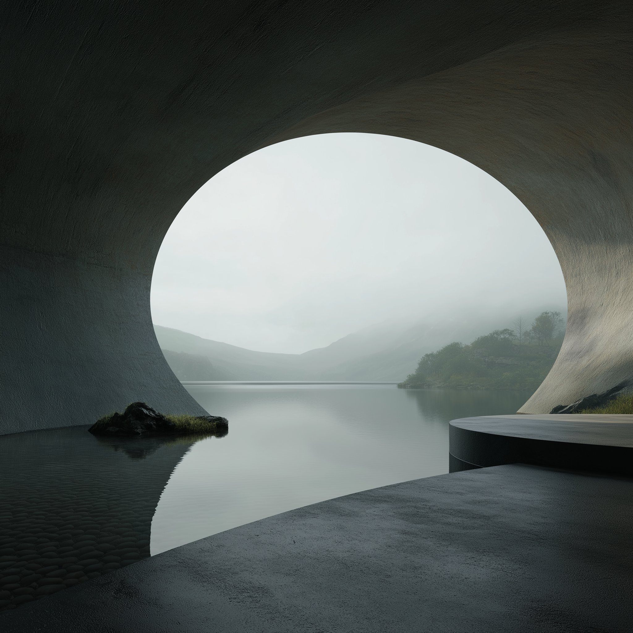 Cave-like architectural space symbolizing refuge, introspection and emotional safety.