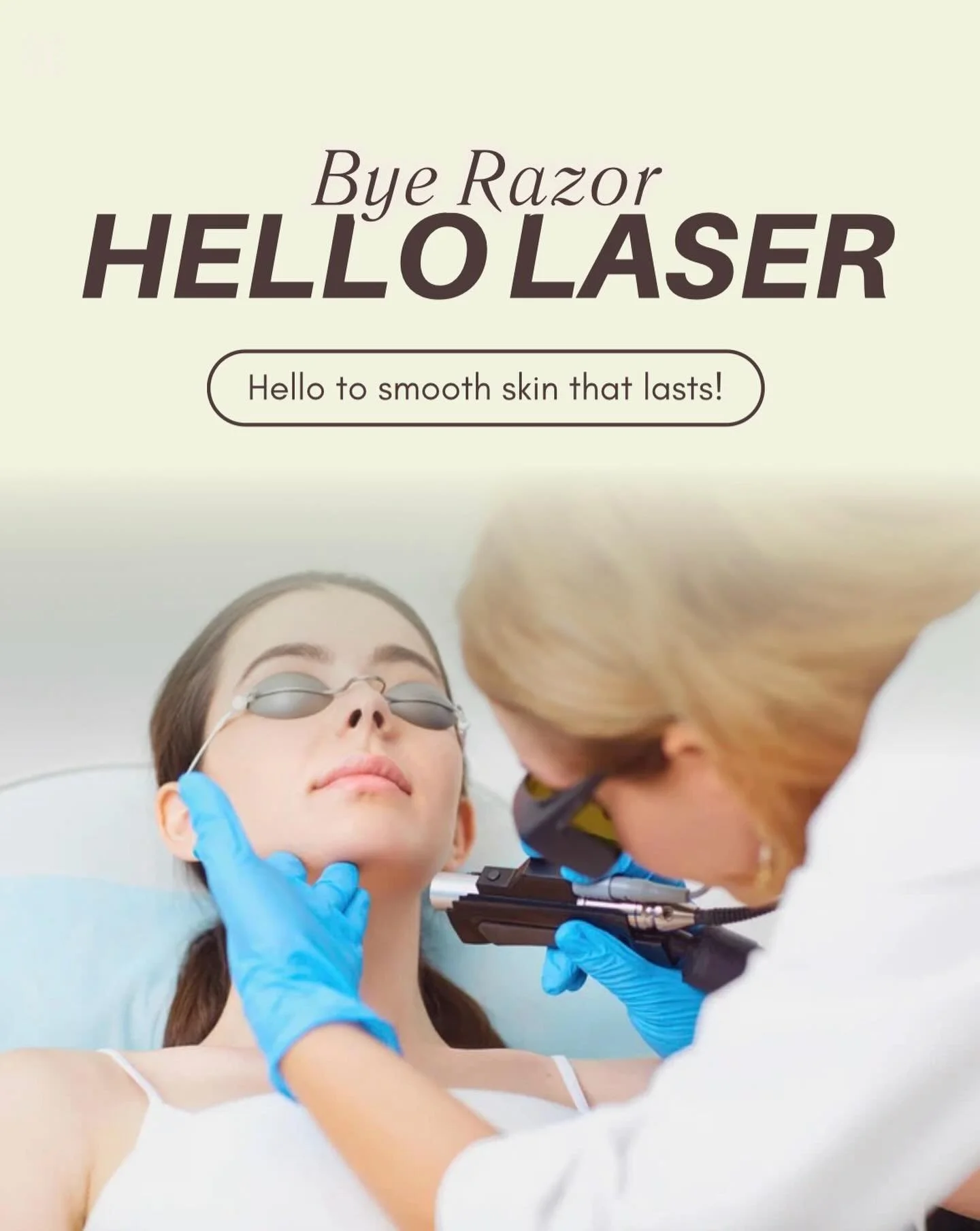 Bye razor. Hello laser.
Laser hair removal offers long-term hair reduction by targeting the hair follicle at the root.

✔ On average, 8+ treatments = ~88% reduction
✔ Helps reduce ingrowns &amp; razor bumps
✔ No downtime
✔ Customized to your skin &am