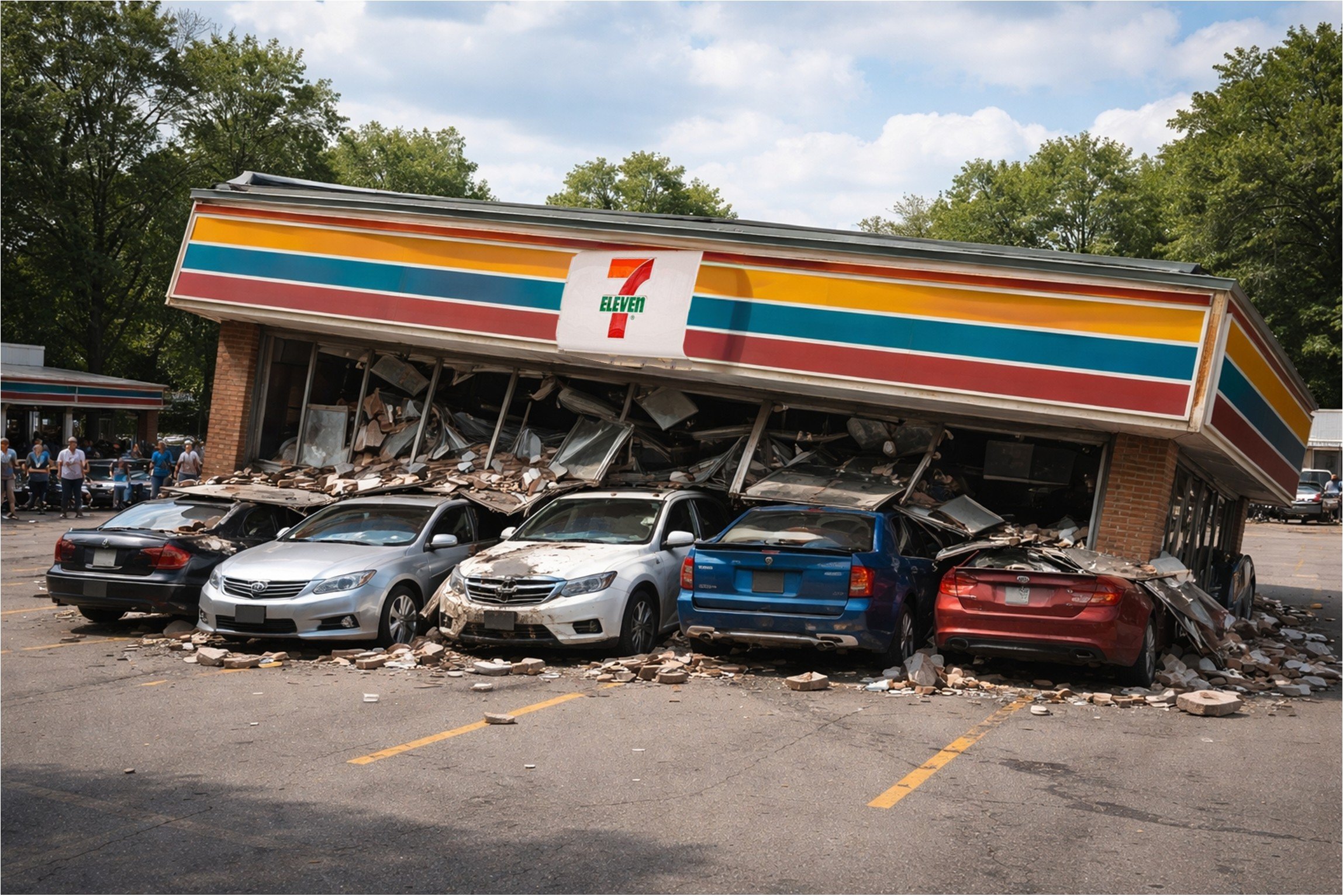Germantown 7-Eleven Runs into Cars