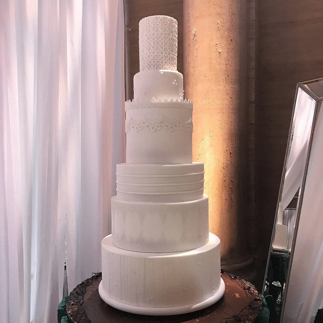 6 Tier White Fondant Wedding Cake