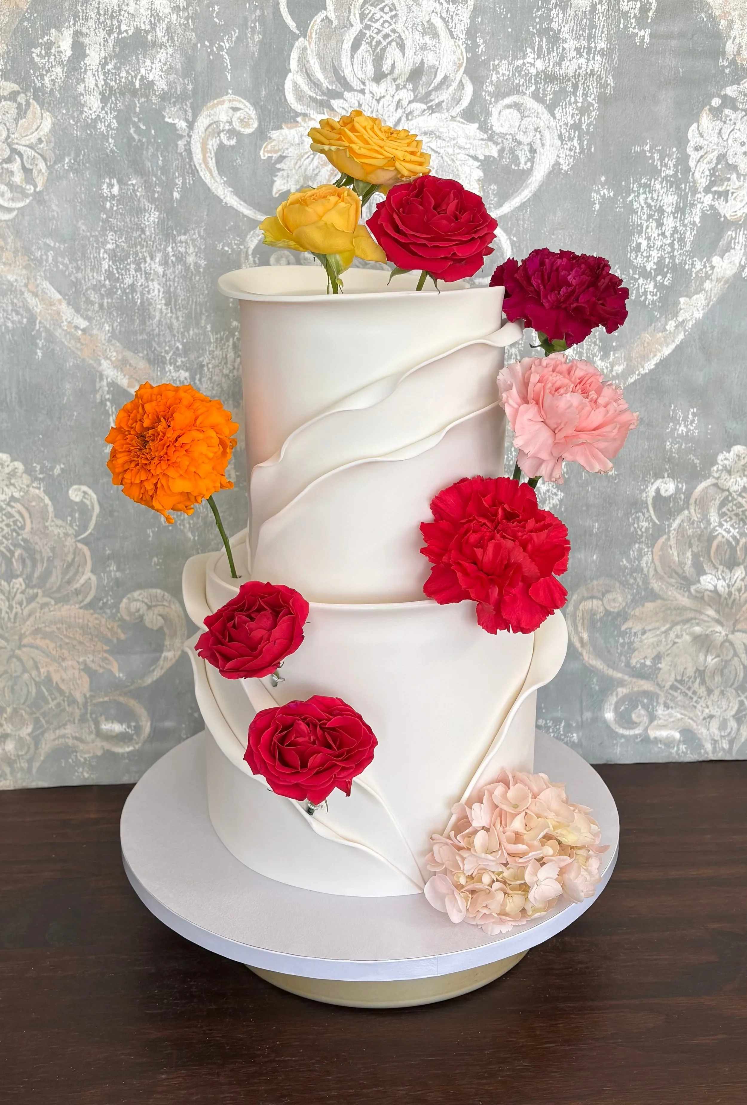 Layered Petal Design with Vibrant Fresh Florals