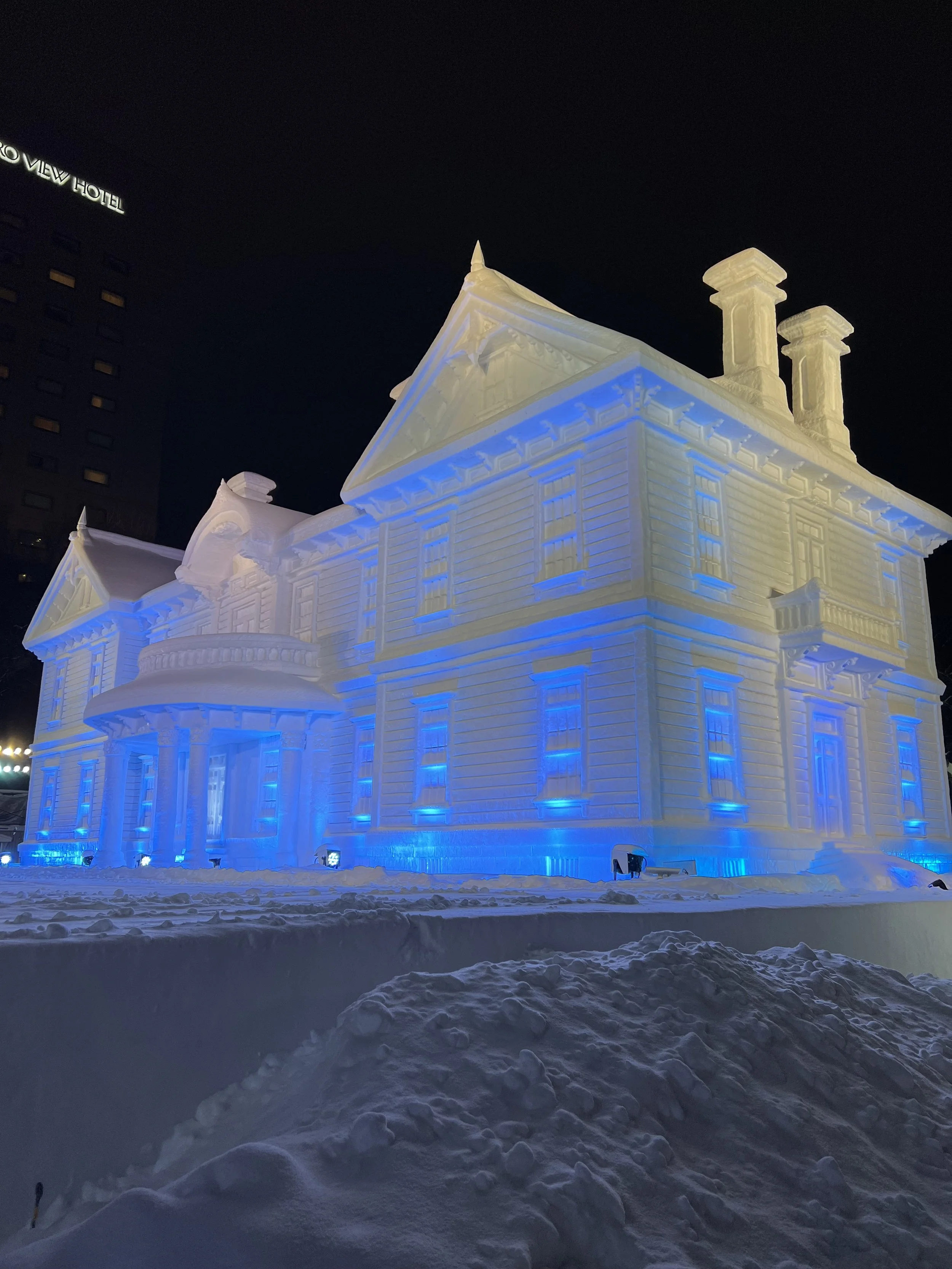 Sapporo snow festival at night