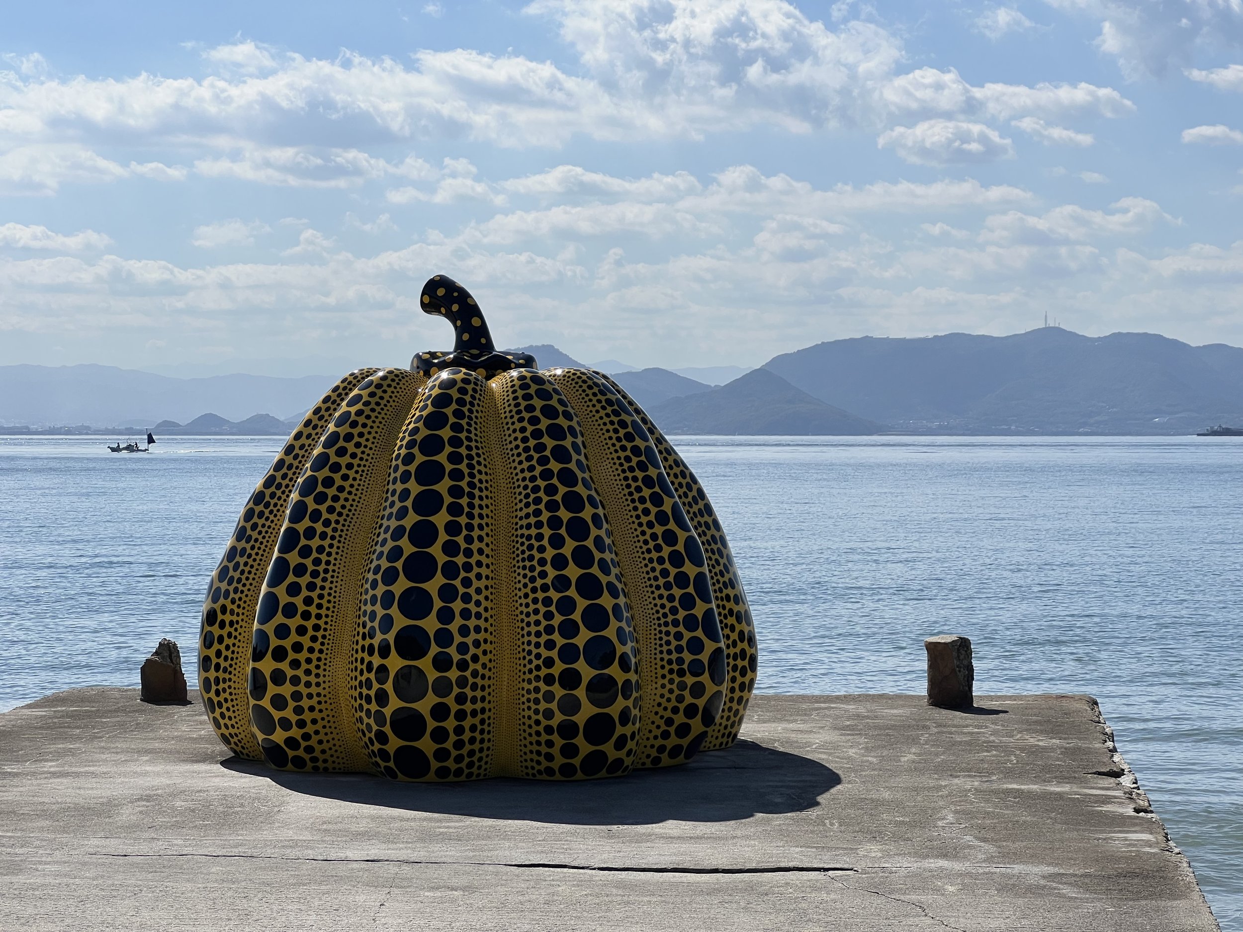 Yayoi Kusama's Yellow Pumpkin in Naoshima