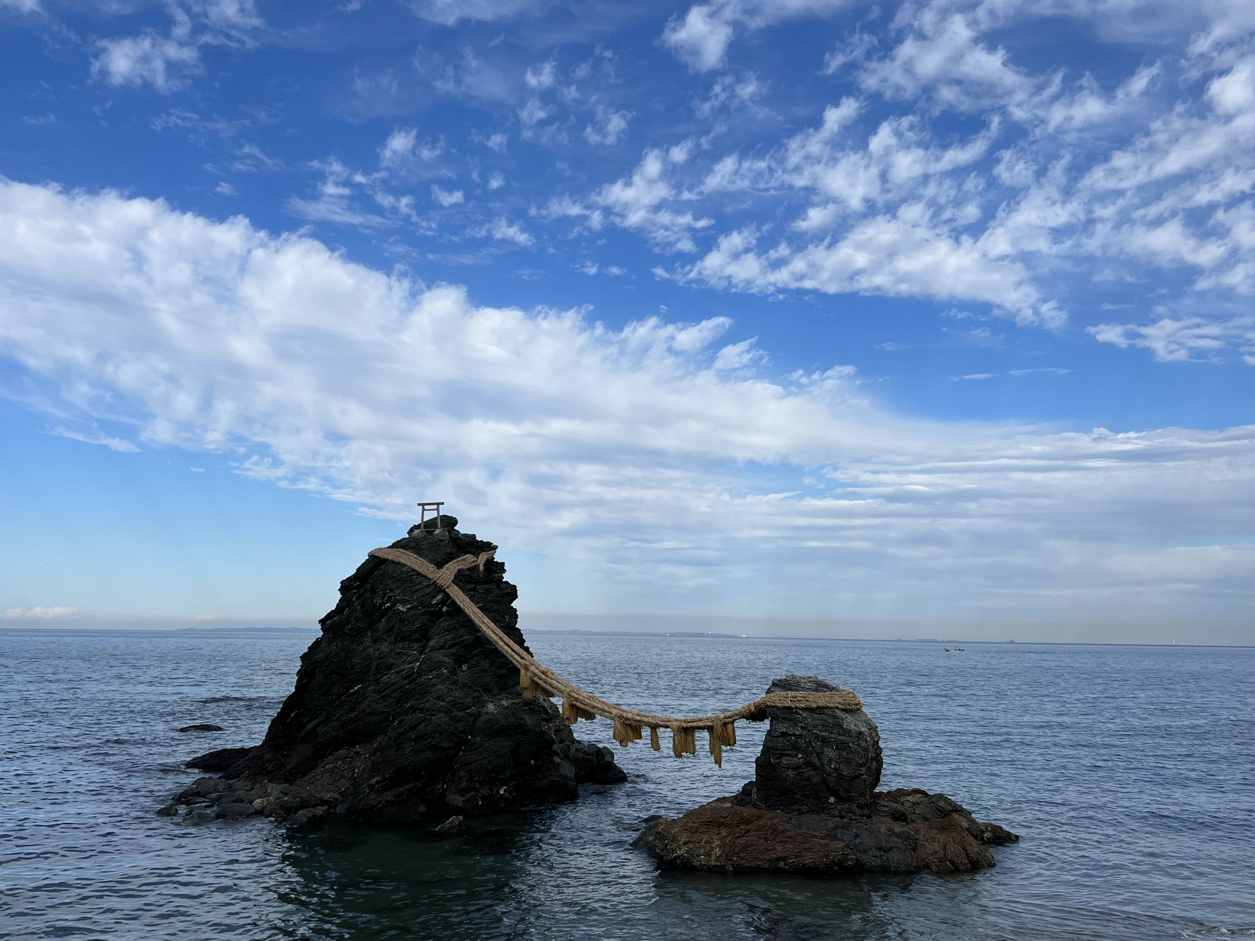 Meoto Iwa wedded rocks tided together by.a sacred rope