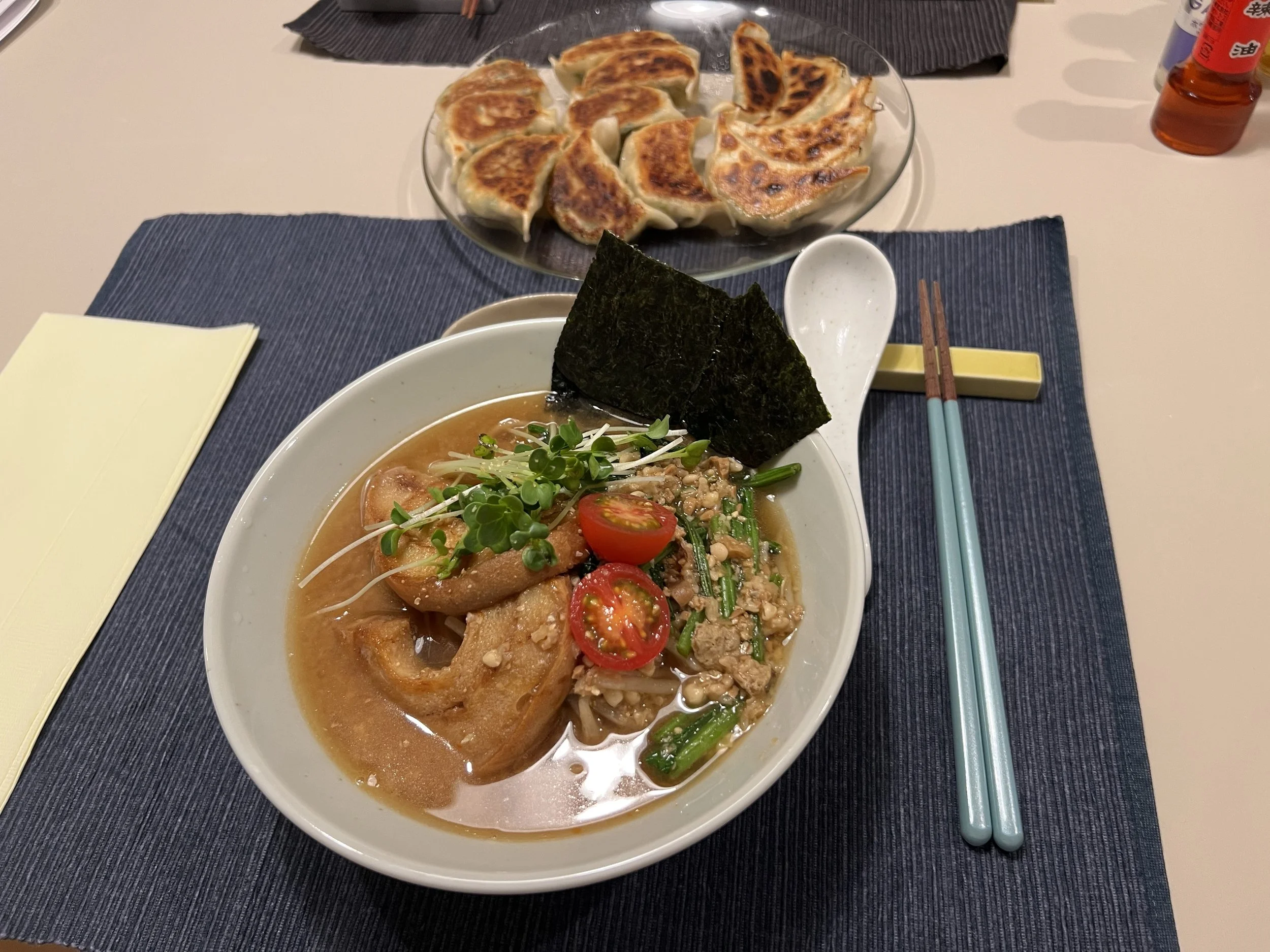 Vegan ramen and gyoza cooking class in Osaka