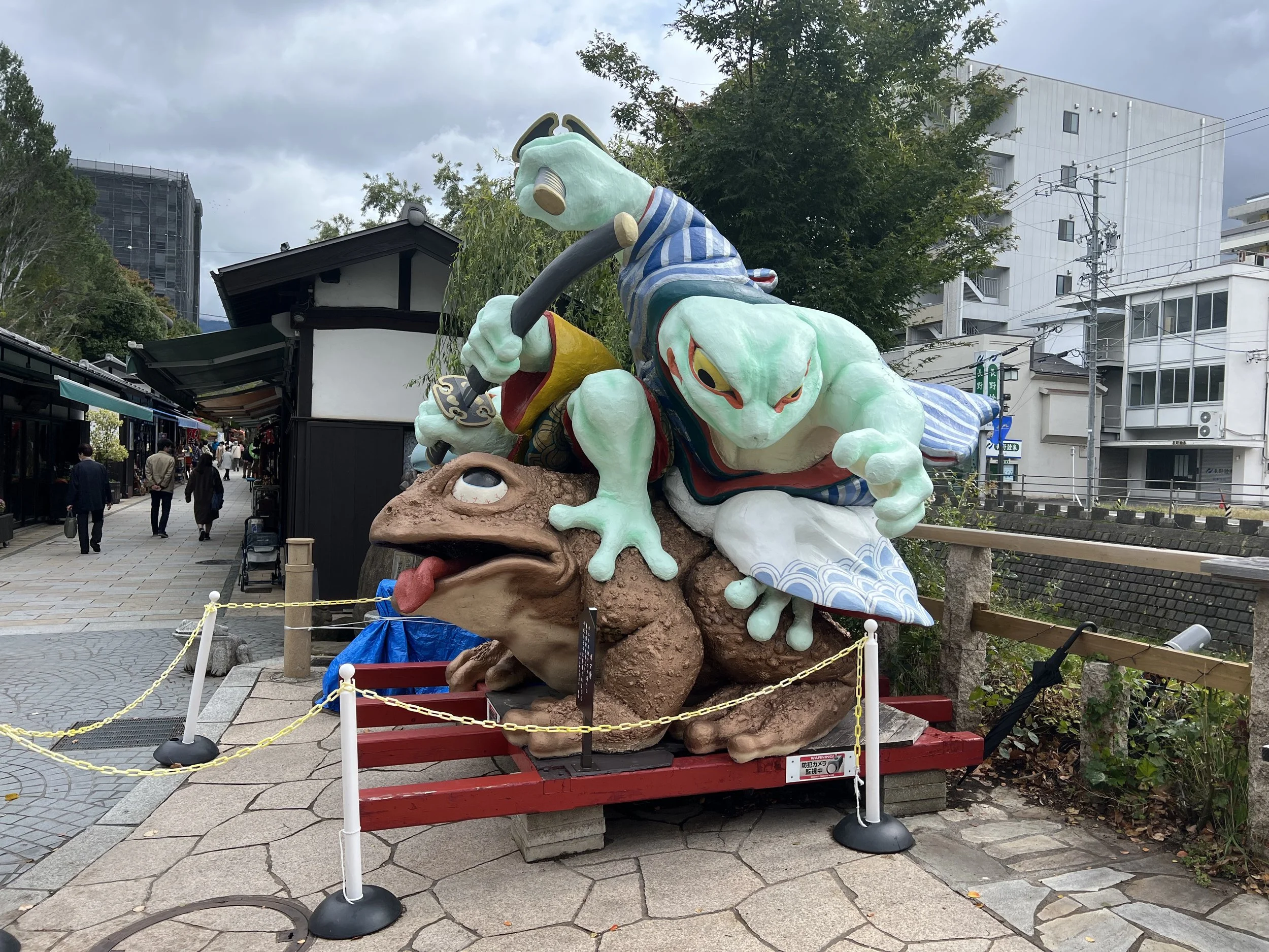 Frogs Statues at the start of Nawate Shopping Street in Matsumoto