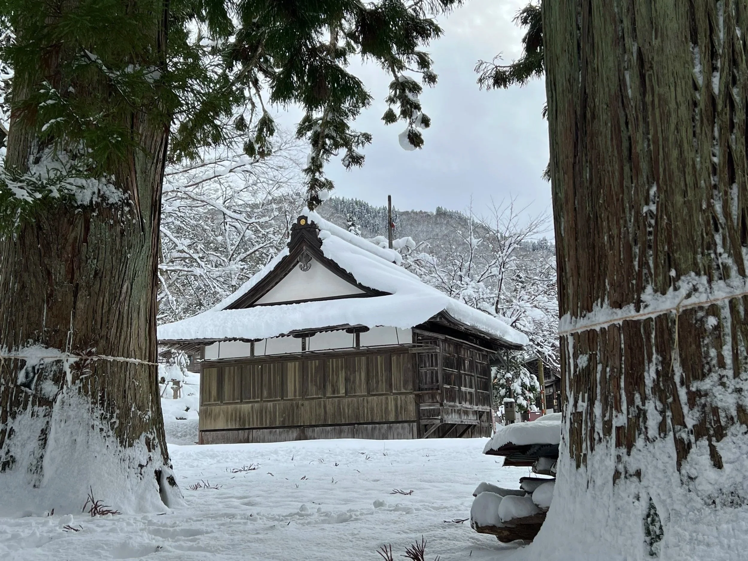 Snowy landscape in Shirakawago