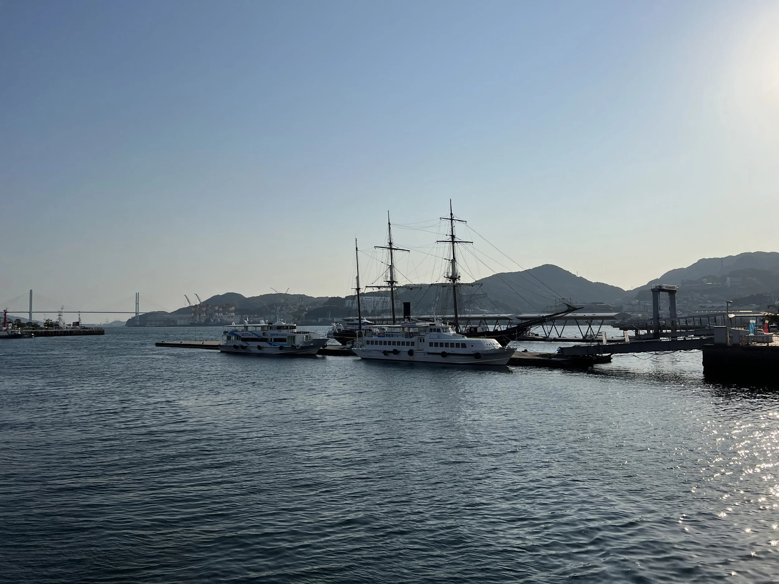Nagasaki harbor at sunset