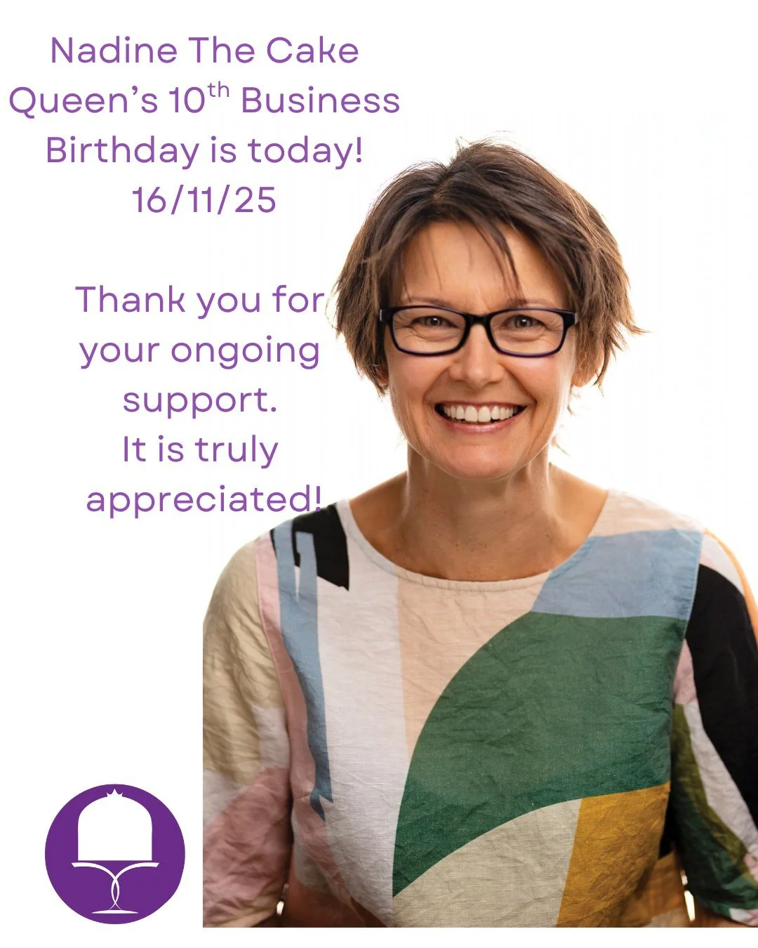 🎉✨ Nadine the Cake Queen Turns 10 Today! ✨🎉
16 &bull; 11 &bull; 25

Today marks 10 incredible years of creating cakes and desserts for all occasions &mdash; using local produce wherever possible, and collaborating with the most amazing customers an