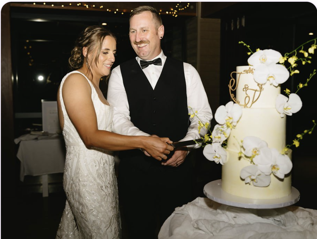 Jess & Jade's Orchid Wedding Cake