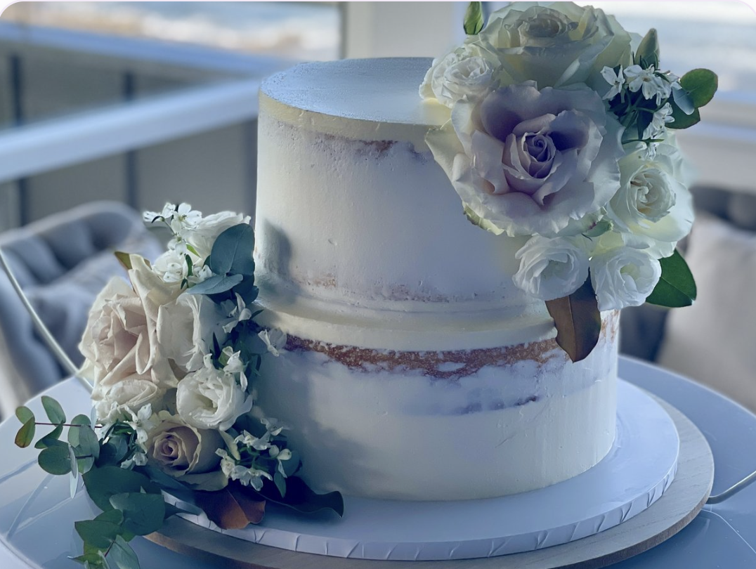 Rebecca & Peter's Ocean-View Wedding Cake