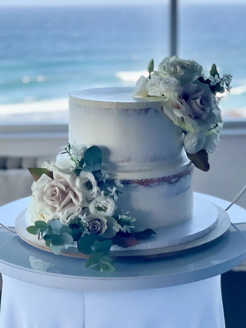 Rebecca and Peter's semi-naked wedding cake at Fort Scratchley, Newcastle