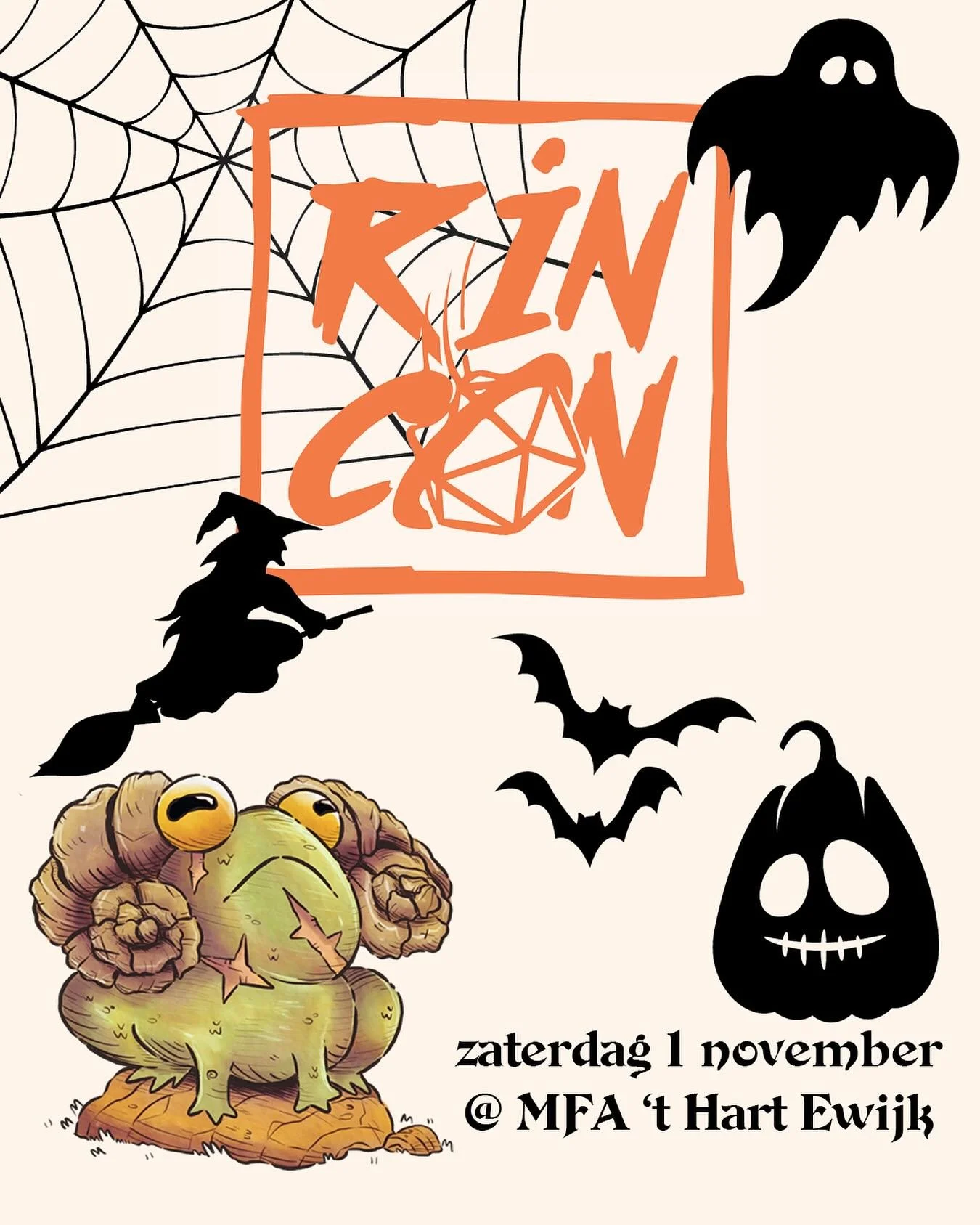 🇳🇱 Nog 2 weken en dan is het griezelen geblazen op @roll_initiative_con! Neem jij je dobbelstenen en pompoenen mee? Kom de Horned Toad Stand checken 🐸👻