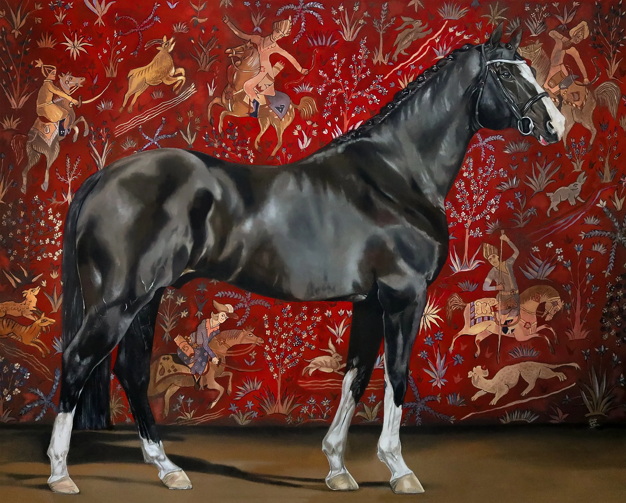 "Rakhsh", A horse of Rostam, an character from the Persian Epic. Inspired by Jaime Corun's equine art. 5x4 feet. Oil on canvas.