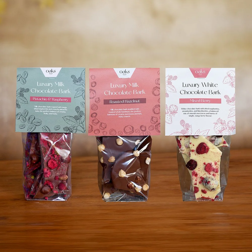 🍫✨ More New Product Alert! ✨🍫
Introducing our NEW! Luxury Chocolate Bark! Thick, irresistible slabs in three dreamy flavours:
🌟 Milk Chocolate Pistachio & Raspberry
🌟 Milk Chocolate Roasted Hazelnut
🌟 White Chocolate Mixed Berry
Perfect as