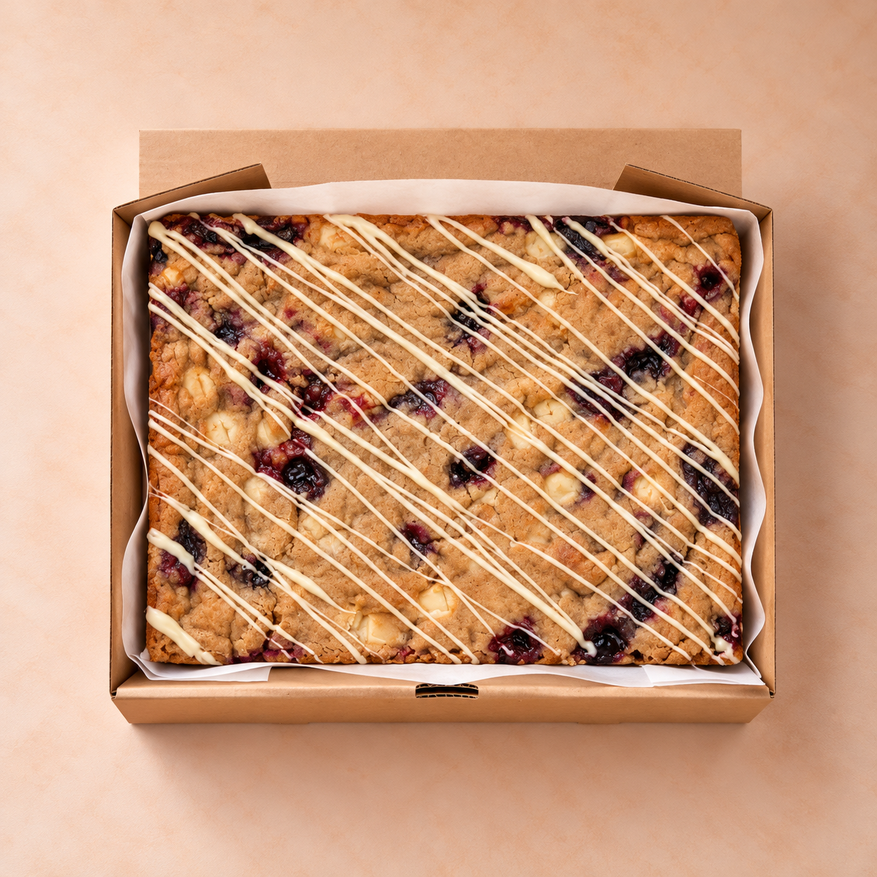 Blueberry and white chocolate blondie slab.png