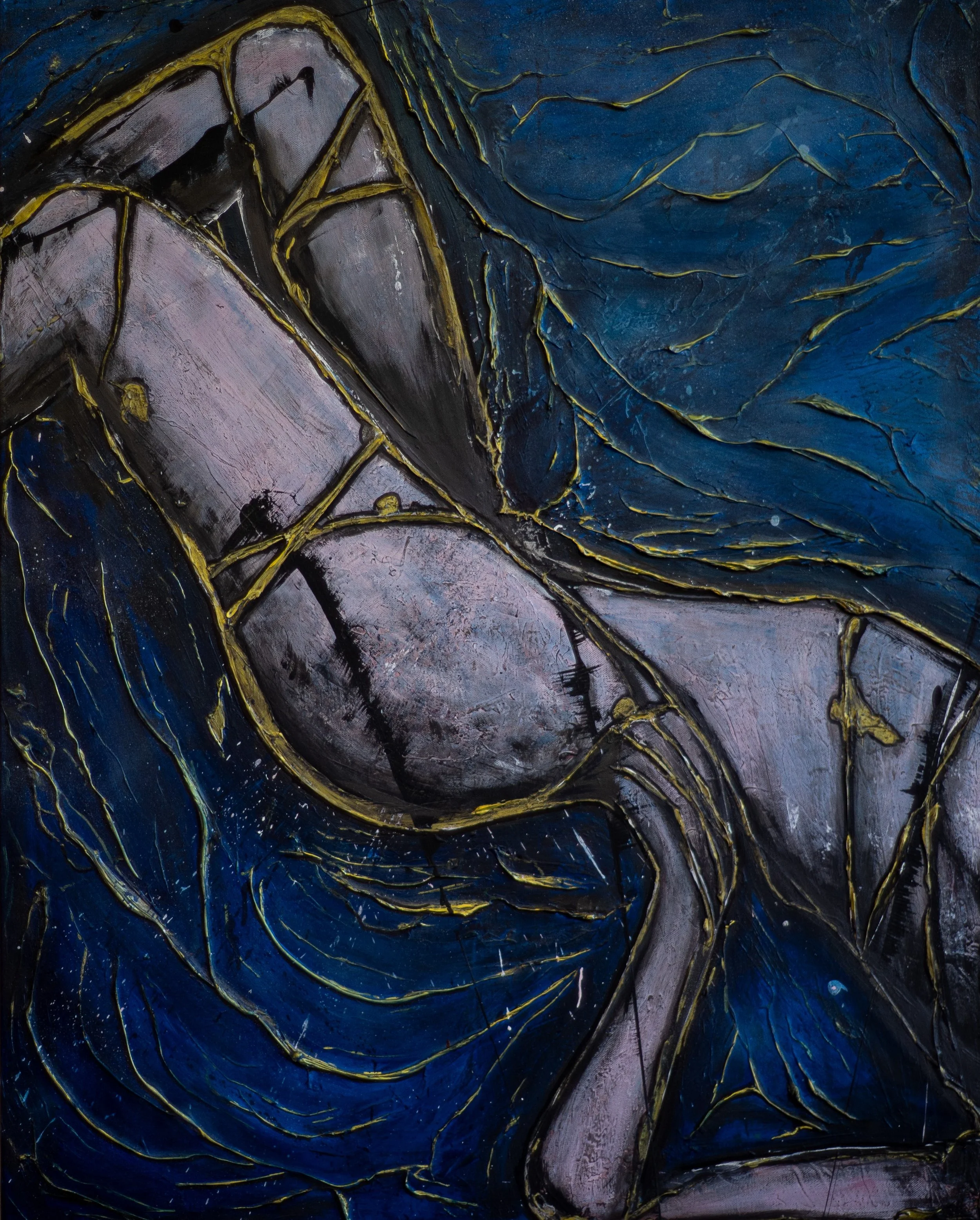 Mare di lenzuola | 100x70 cm | Acrylic and structure paste (Sold)