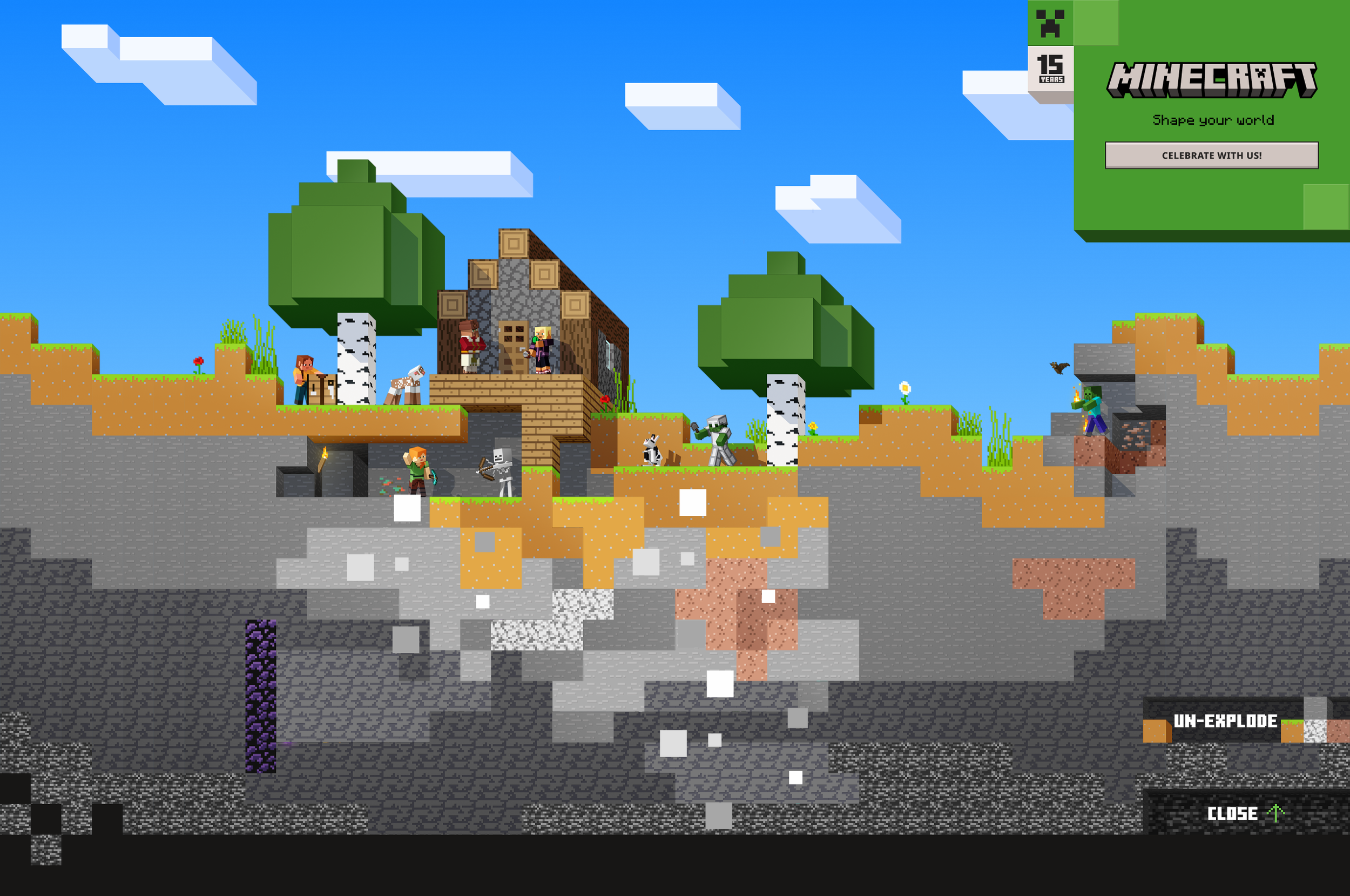 An explode button makes discovery accessible to all visitors.