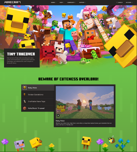 Tiny Takeover uses shared modules with new artwork, content, and a distinct campaign treatment.