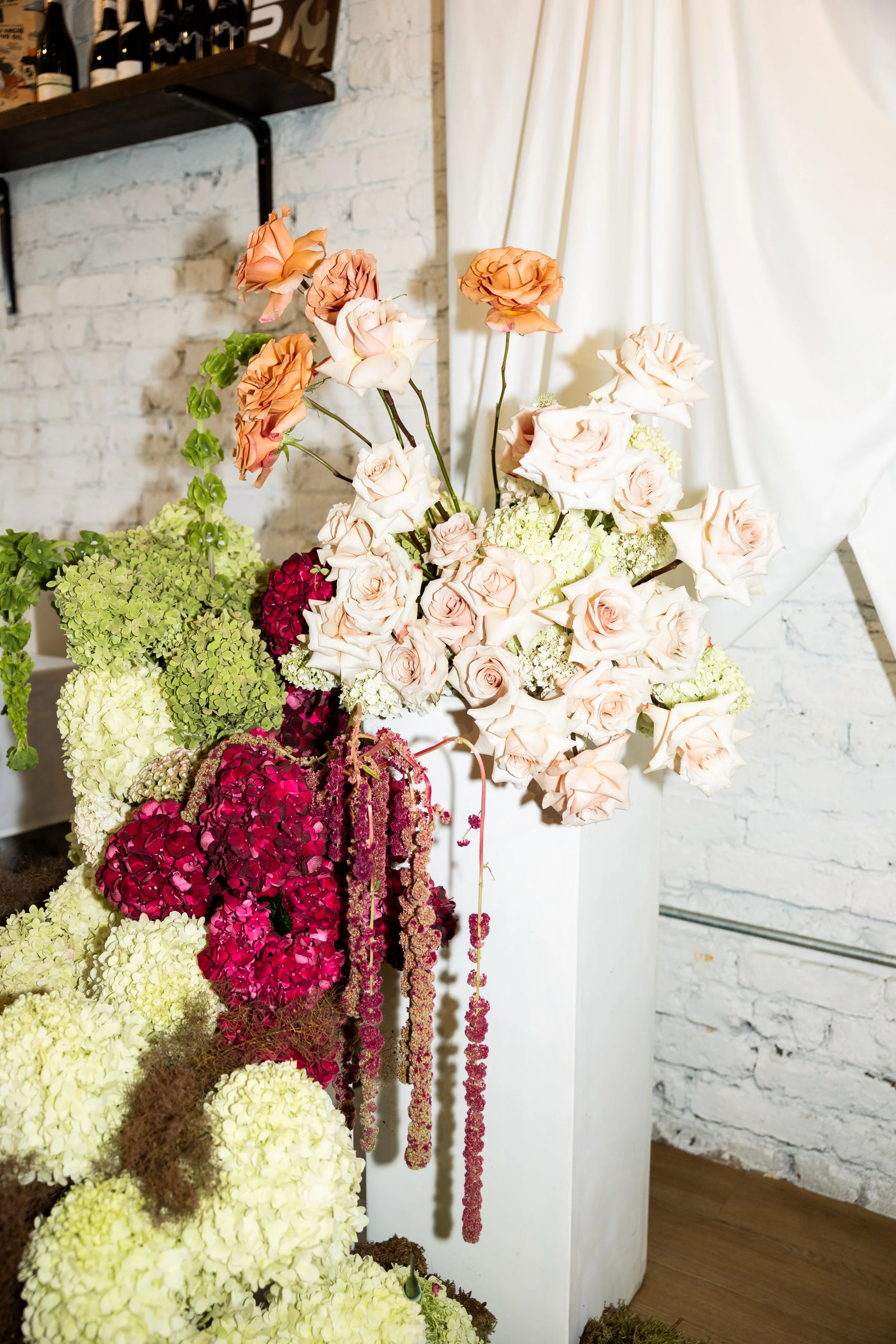 wedding roses on a plinth