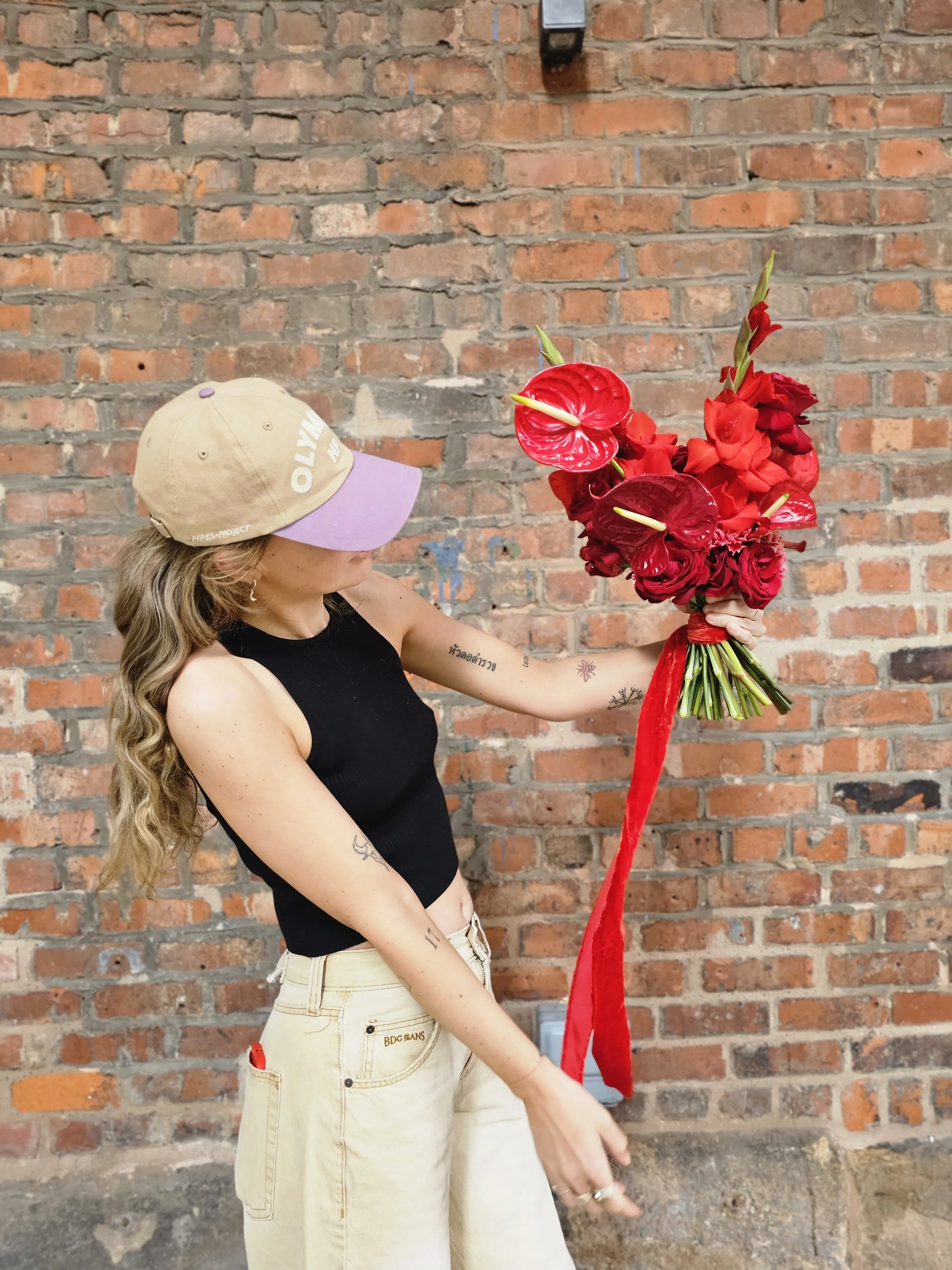 bright red bridal bouquet