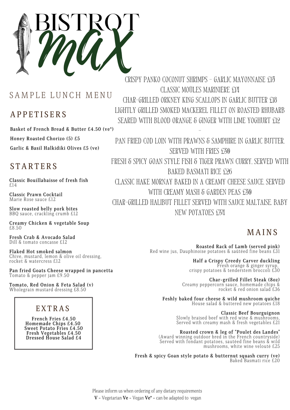 Min Max Menu Menu 1 — Bistrot Max