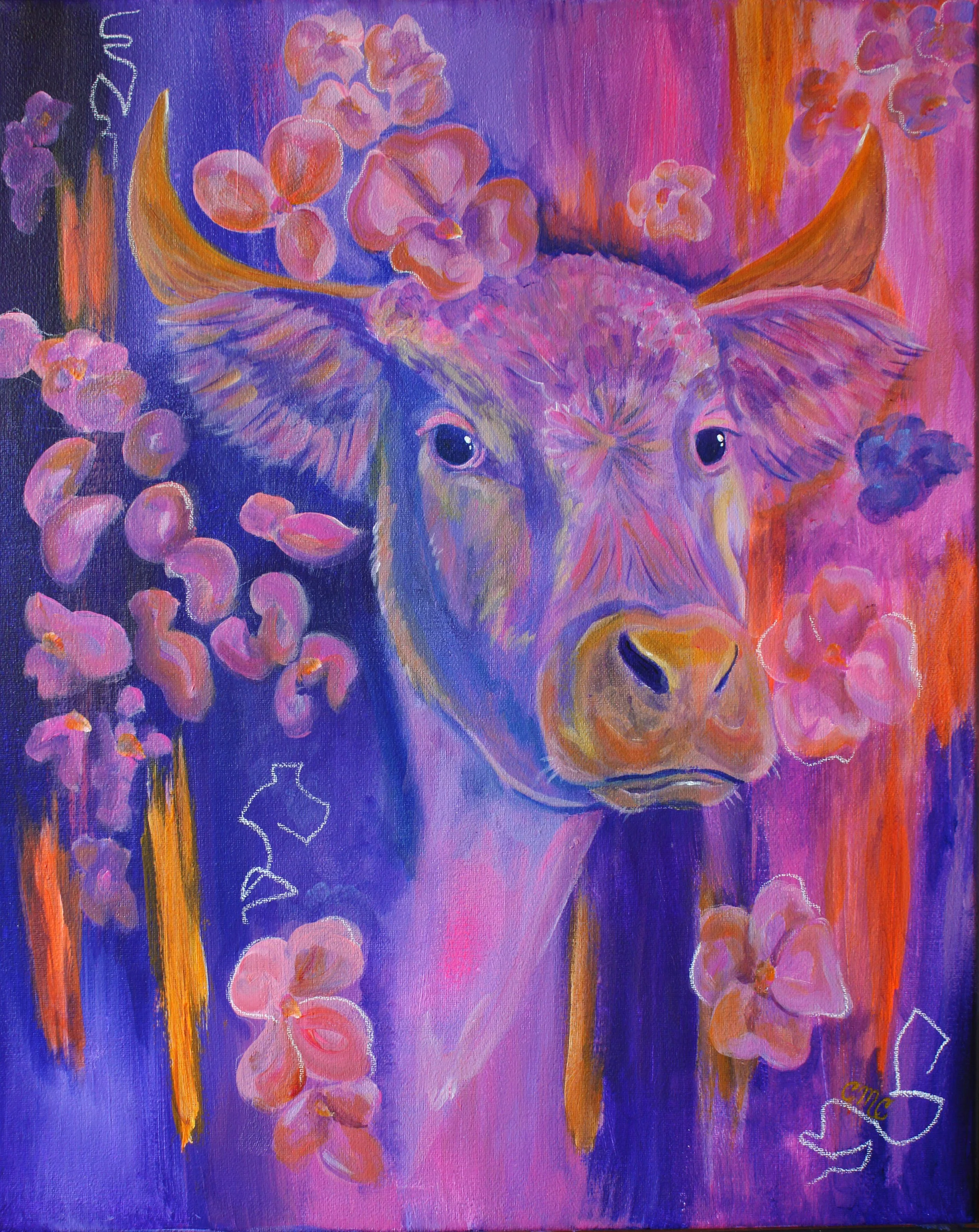 Floral Minotaur Acrylic Painting Cmcfineart
