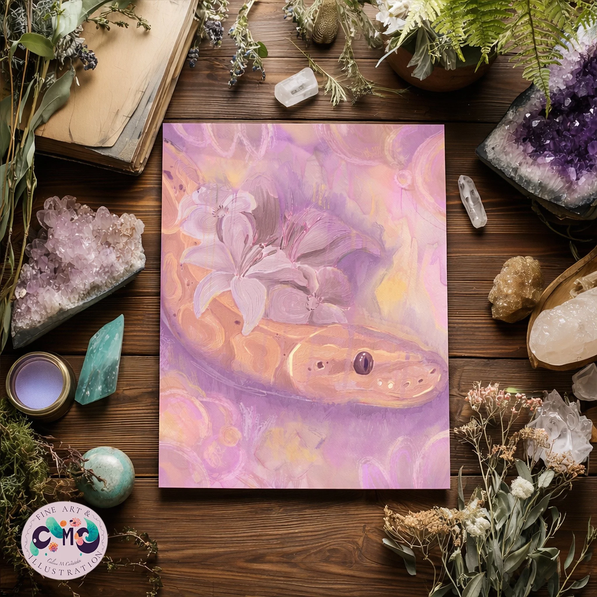 Bloomkeeper - Warden of the Lilies|Oil Painting & MixedMedia Poster Print (NO Frame)