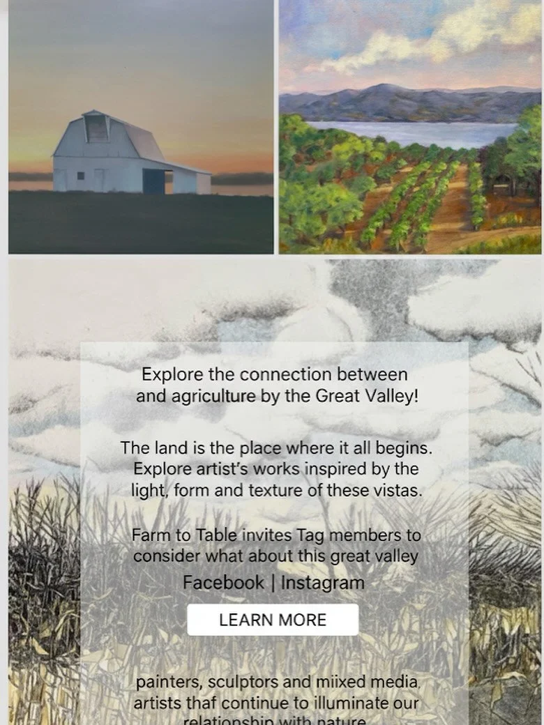 #FarmToTable #ArtAndAgriculture #GreatValleyArt #LandscapeArt #ArtExhibit #KevinPalfreyma #MelissaBraggins #AnnMoring #HarvestSeason #LocalArtists #NatureInArt #ArtLovers