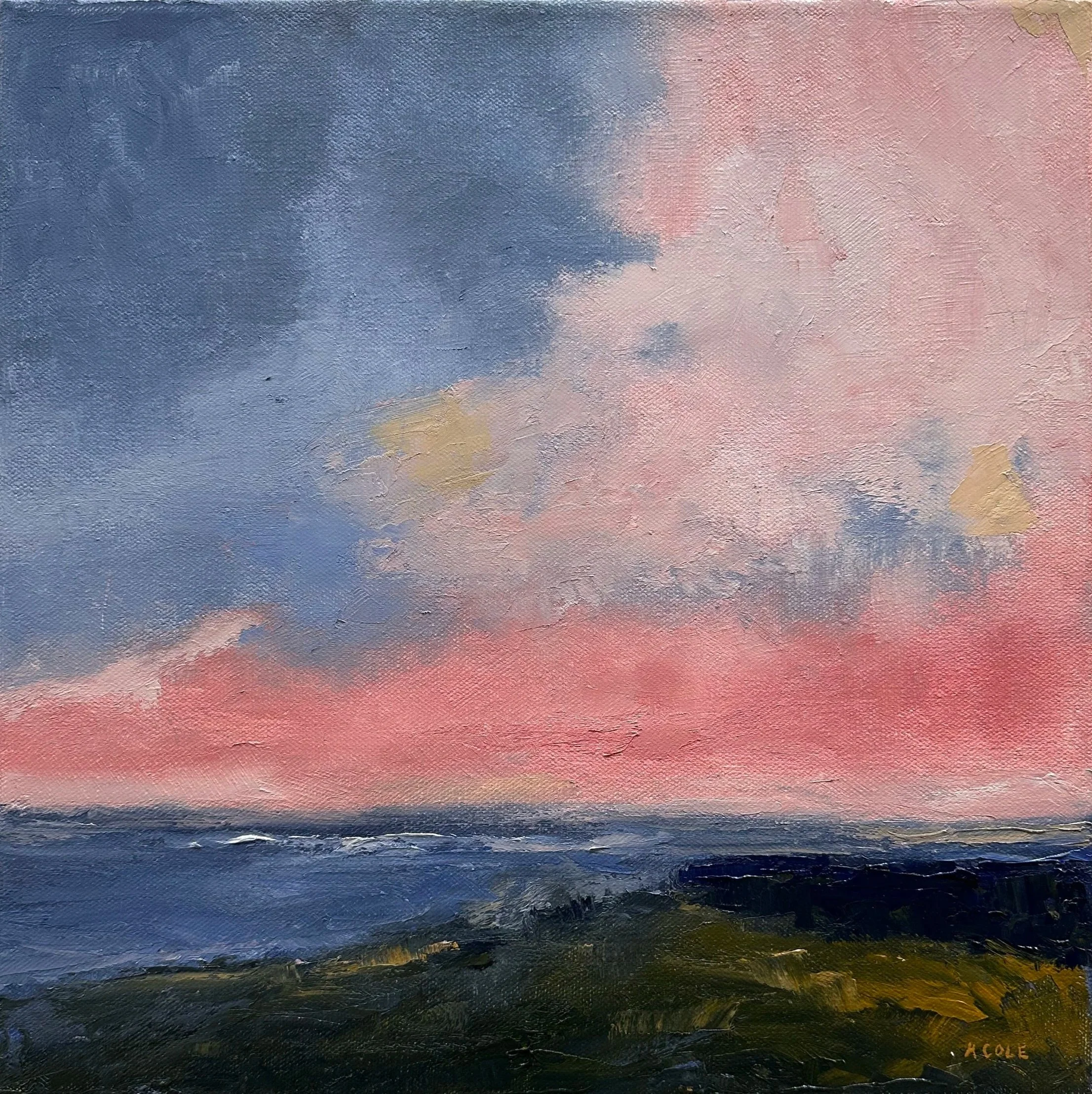 Oceanfront, oil on canvas, 14 x 14 in.
